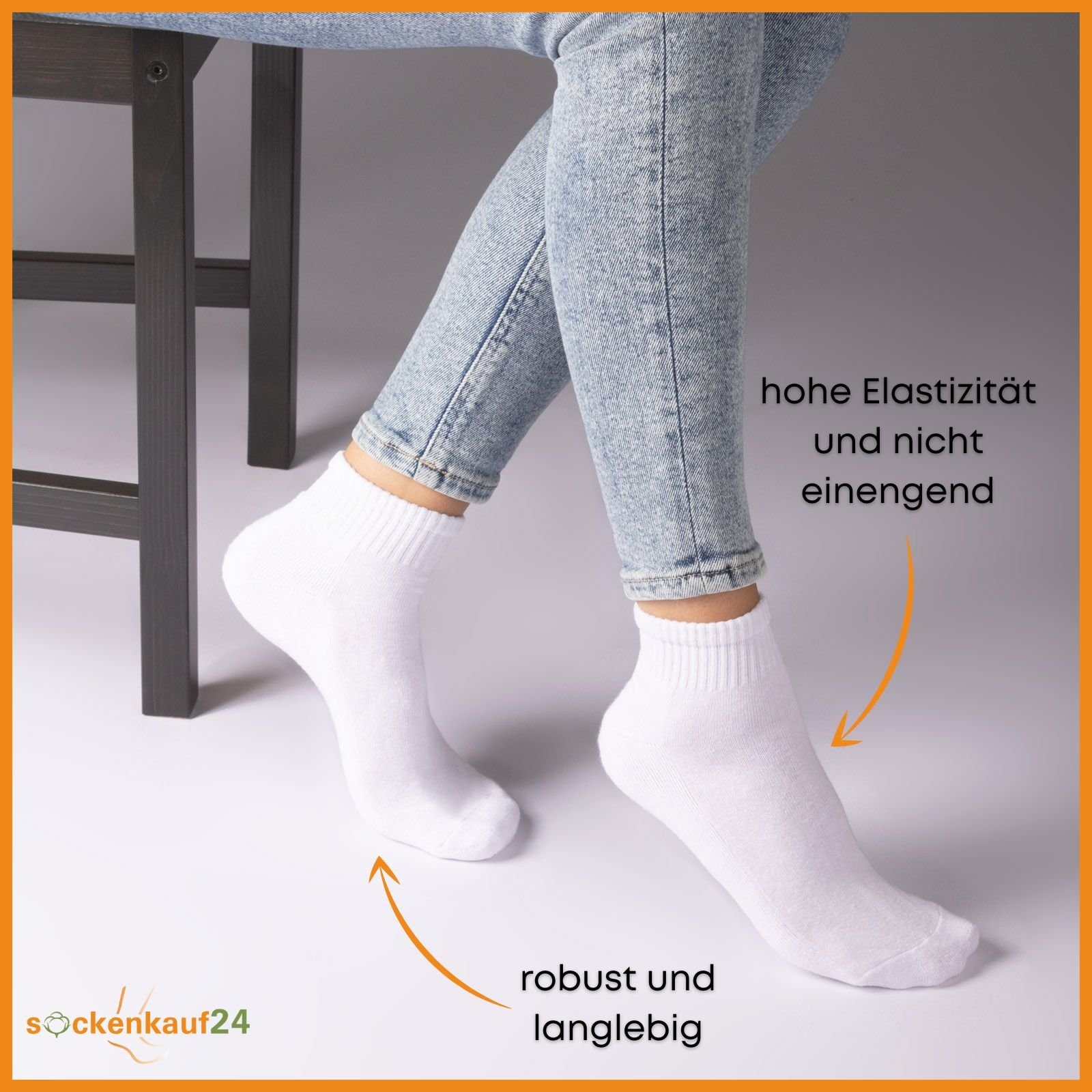 sockenkauf24 Sneakersocken 10 Paar SPORT Sneaker Socken Herren & Damen (Grau, 39-42) Sportsocken Frotteesohle Baumwolle - 16200 WP