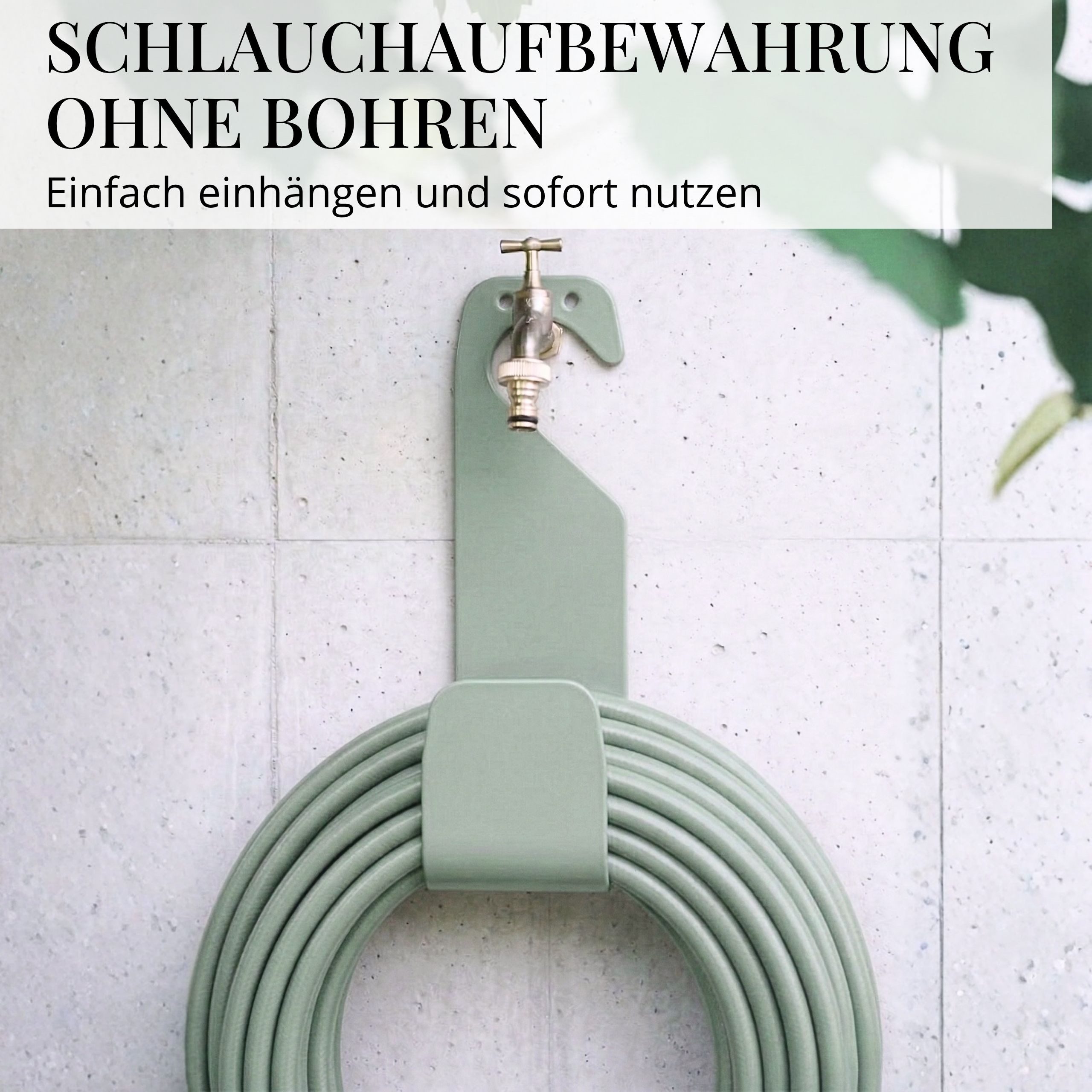 LIVLIG Schlauchhalterung ohne Bohren, Gartenschlauch Aufbewahrung, Schlauchhaken, (bis zu 10 m klassische Gartenschläuche bzw. bis zu 20 m flexible Gartenschläuche, Made in Italy, platzsparende Schlauchaufbewahrung)
