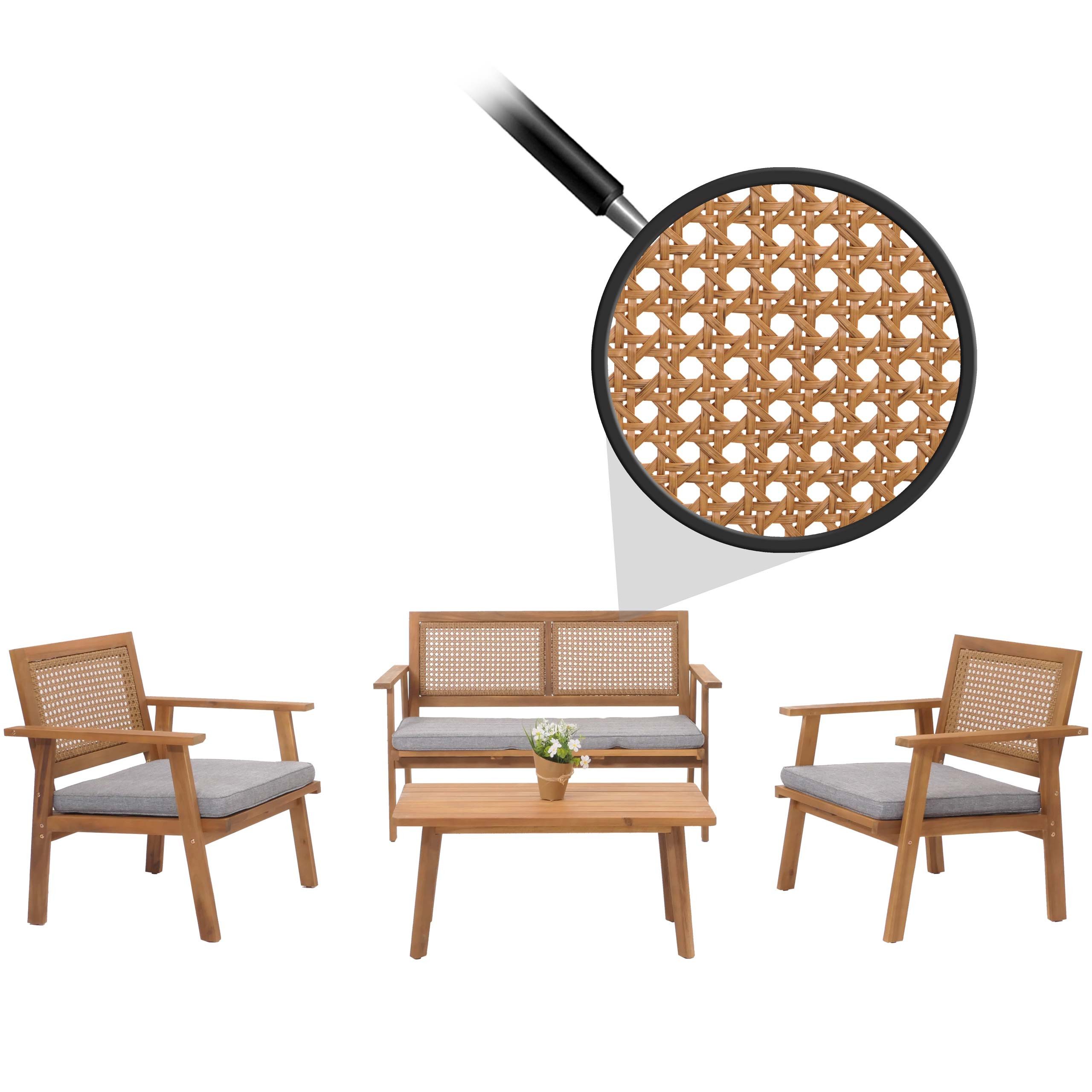 MCW Gartenlounge-Set MCW-N46, Mit dekorativem Poly-Rattan-Geflecht