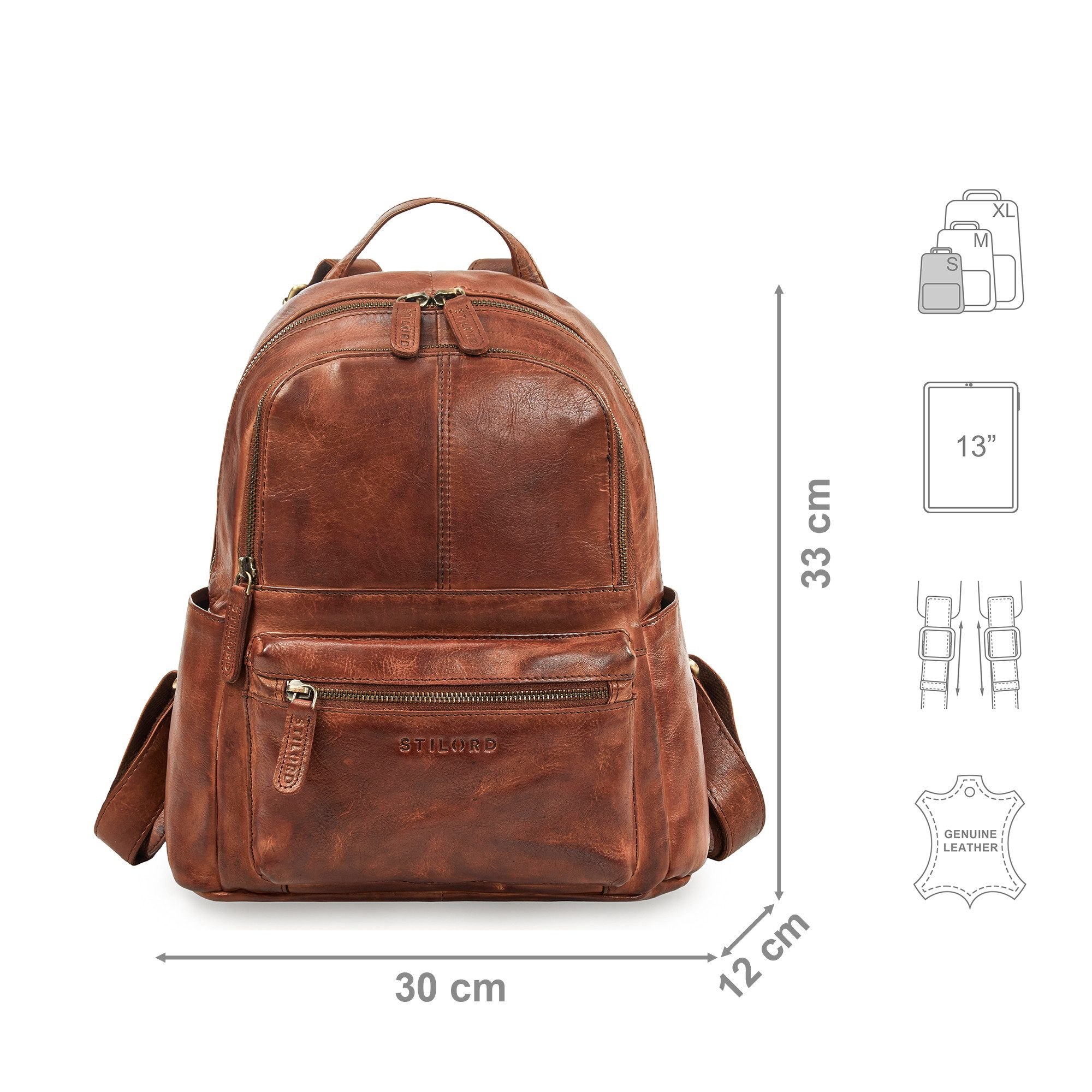 STILORD Cityrucksack "Berry" City Rucksack Damen Leder Klein 13 Zoll