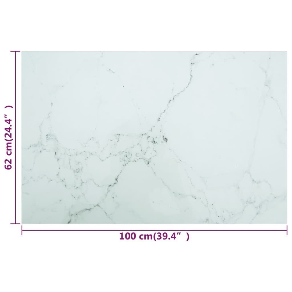 Tischplatte (1 Marmoroptik mm cm furnicato 8 in Weiß Hartglas St) 100x62