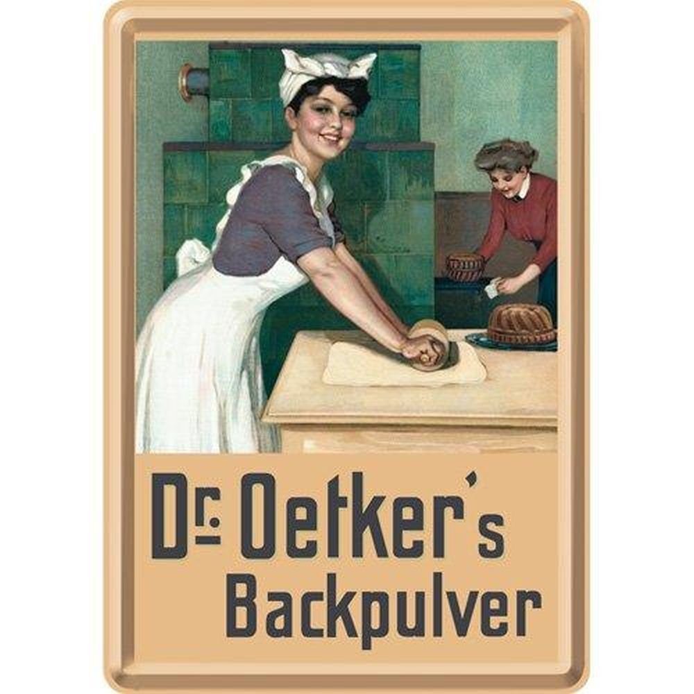 Metallschild Blechpostkarte - Traditionsmarken - Dr. Oetker - Bäckerin