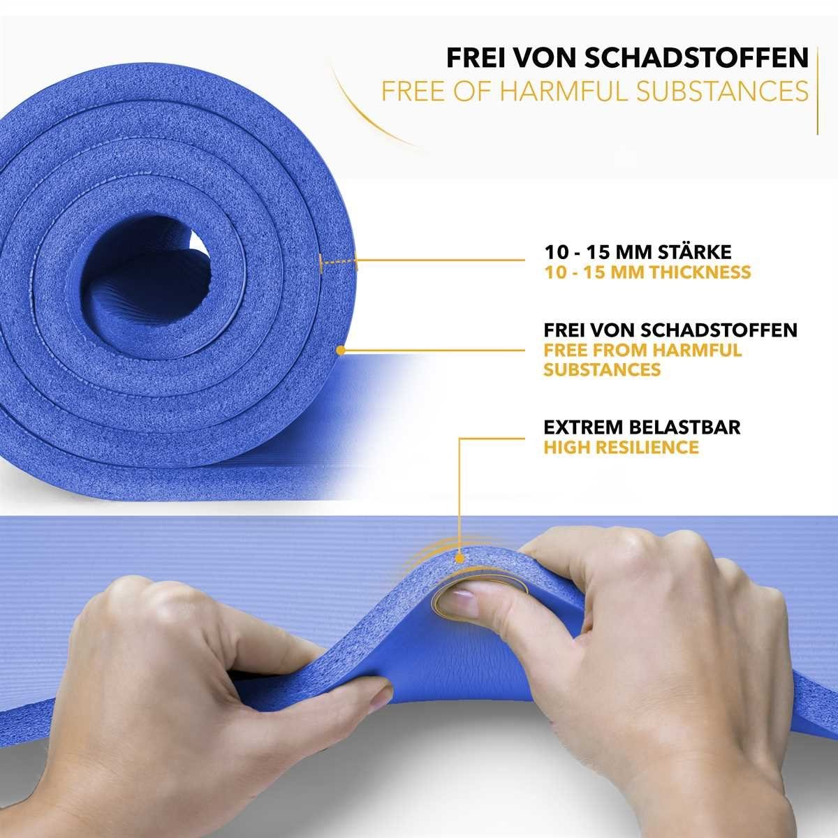 TRESKO Gymnastikmatte rutschfest mit Tragegurt Sportmatte gepolstert, Yogamatte Gymnastikmatte Dick Fitnessmatte – Bild 5 von 5
