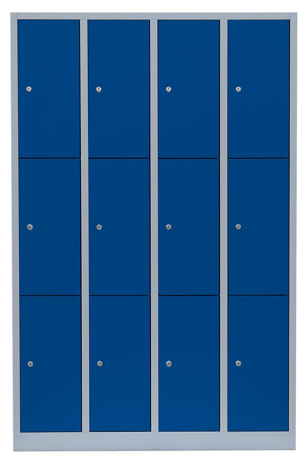 Enzianblau verschweißt 1800 x Montage montiert RAL und keine RAL (1-St) 4 1170 Abteile, Lichtgrau x 500 erforderlich 12 | Lichtgrau/ Lüllmann® Türen: Fächerschrank Fächer, 5010 Schließfachschrank, Komplett 7035 Korpus: - Steelboxx