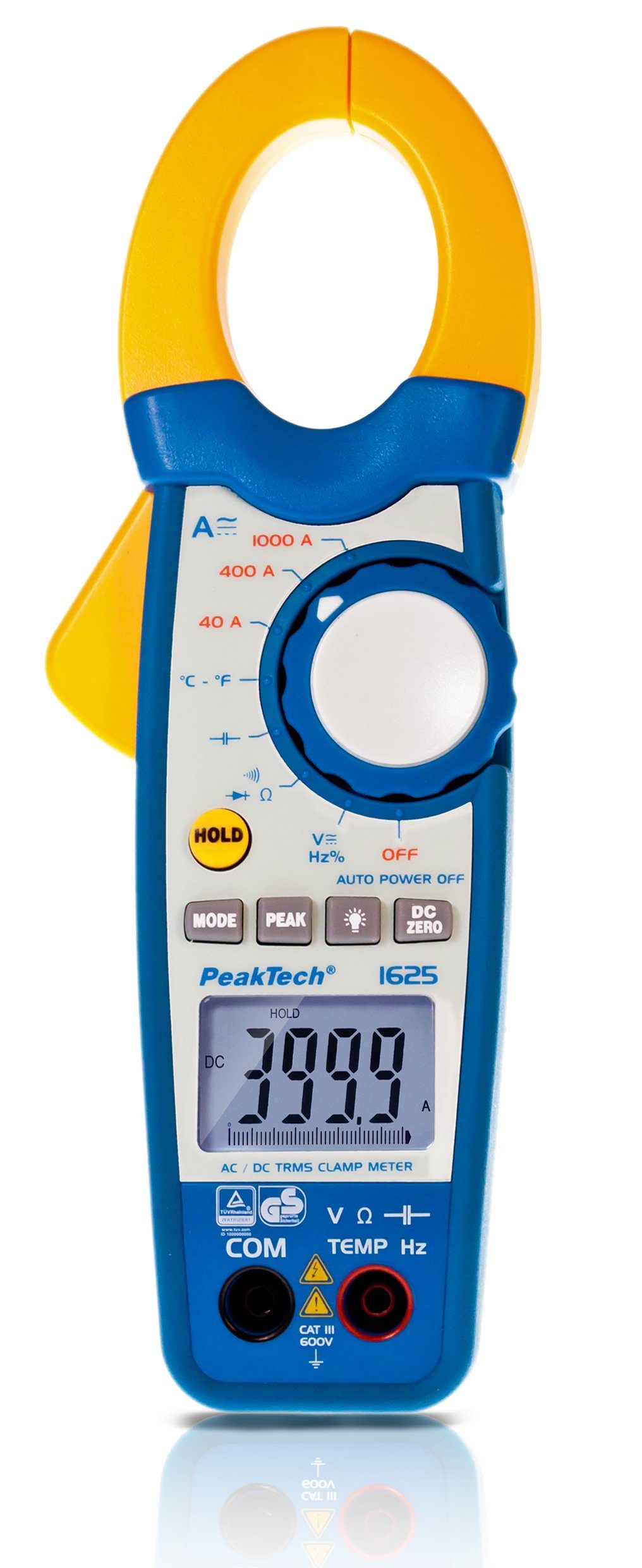 PeakTech Strommessgerät PeakTech 1625: mit Digitalmultimeter, Stromzangenamperemeter & 1-tlg. TrueRMS