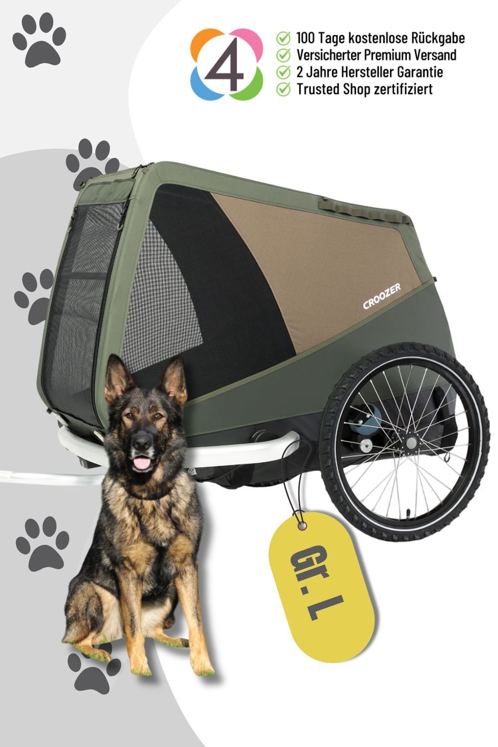 Croozer Fahrradhundeanhänger CROOZER Dog Mikke Hundefahrradanhänger bis 45 kg