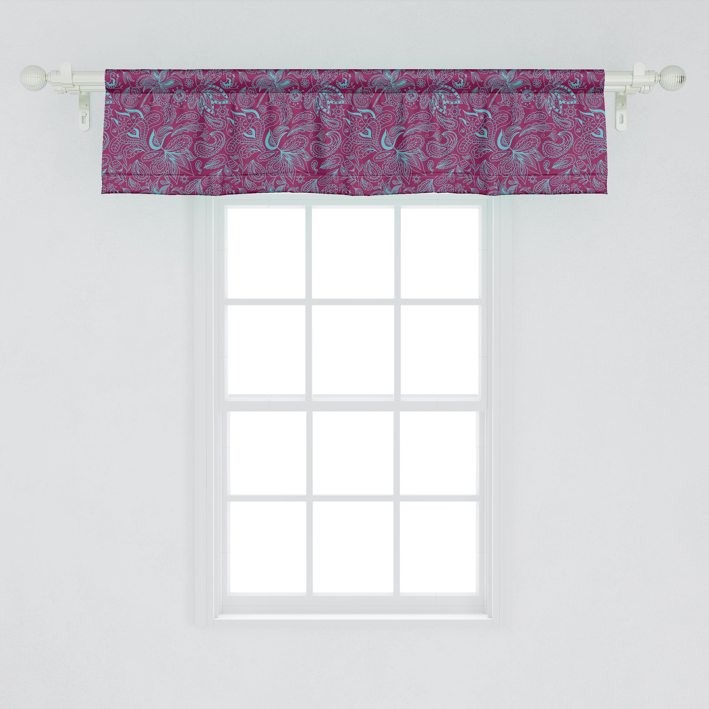 Scheibengardine Vorhang Volant für Küche Clutter Schlafzimmer Botanik für Elements Blumen Microfaser, Abakuhaus, mit Stangentasche, Dekor