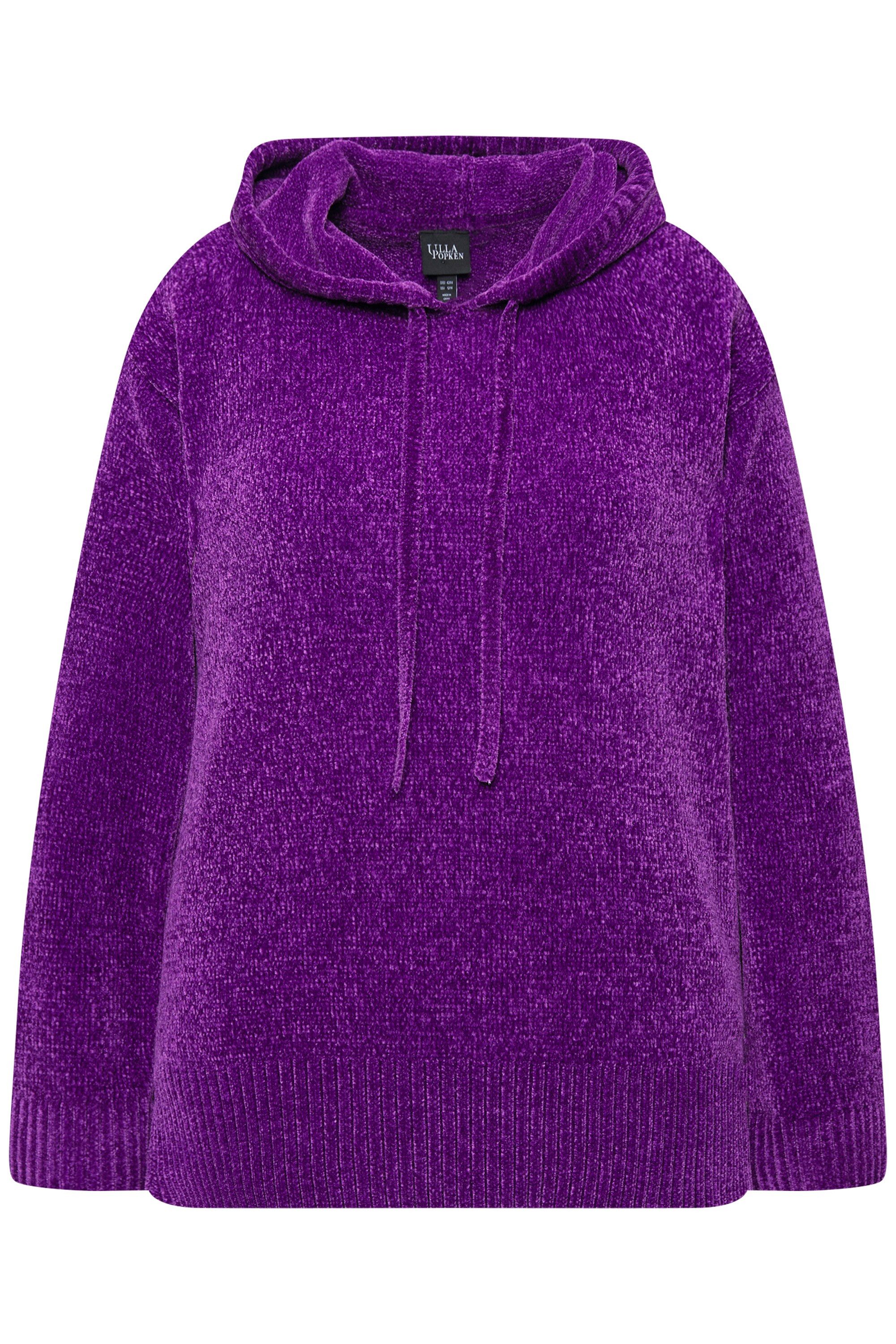 Ulla Popken Wollpullover Chenille-Hoodie Kapuze Kordel günstig online kaufen