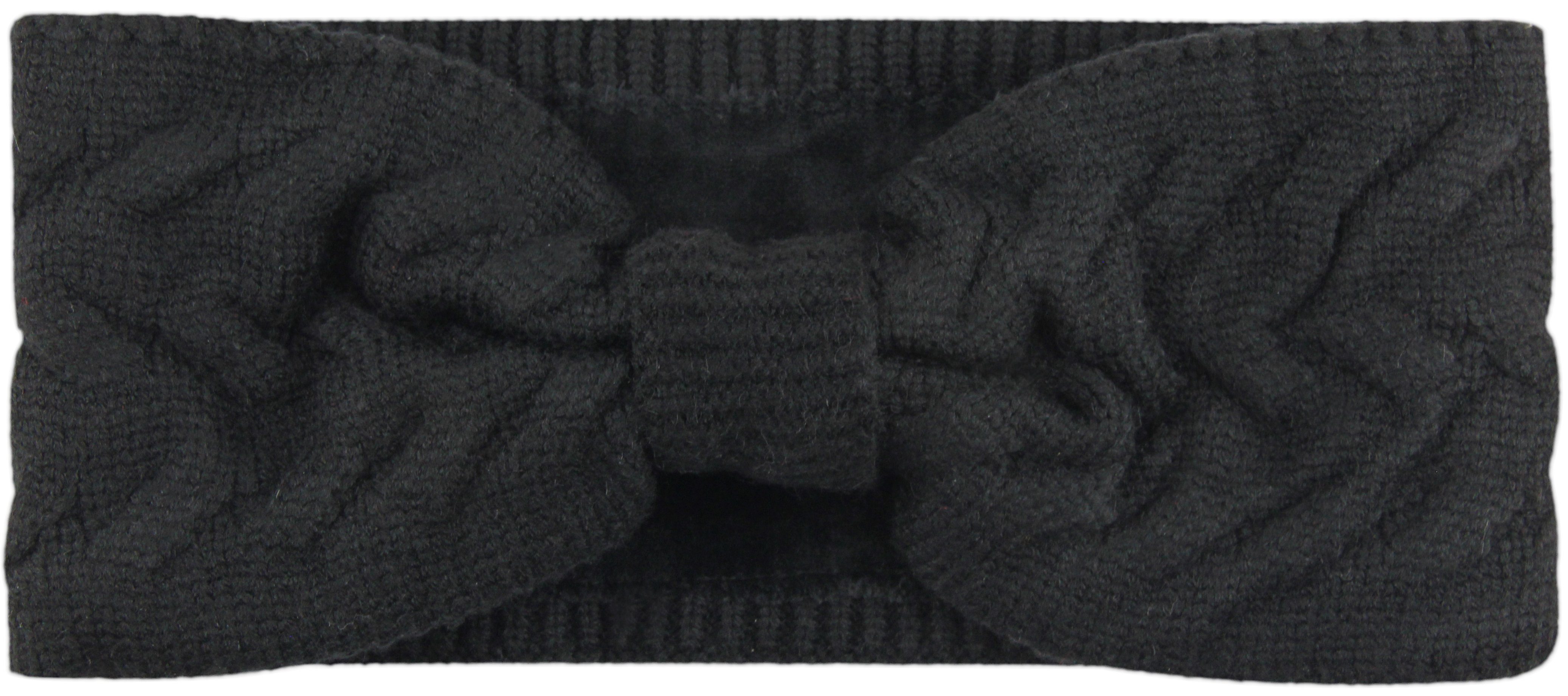 Frentree Stirnband gefüttertes Damen Schwarz Innenfutter mit Mädchen warmes Strick Haarband, Fleece Schleife, Ohrenwärmer