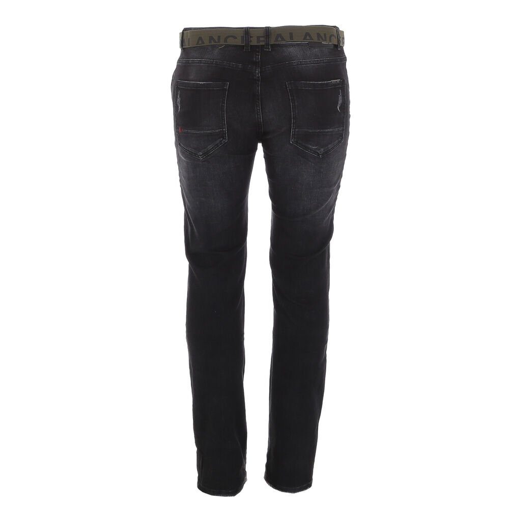 in Stretch-Jeans Jeans Destroyed-Look Stretch Ital-Design Freizeit Schwarz Herren