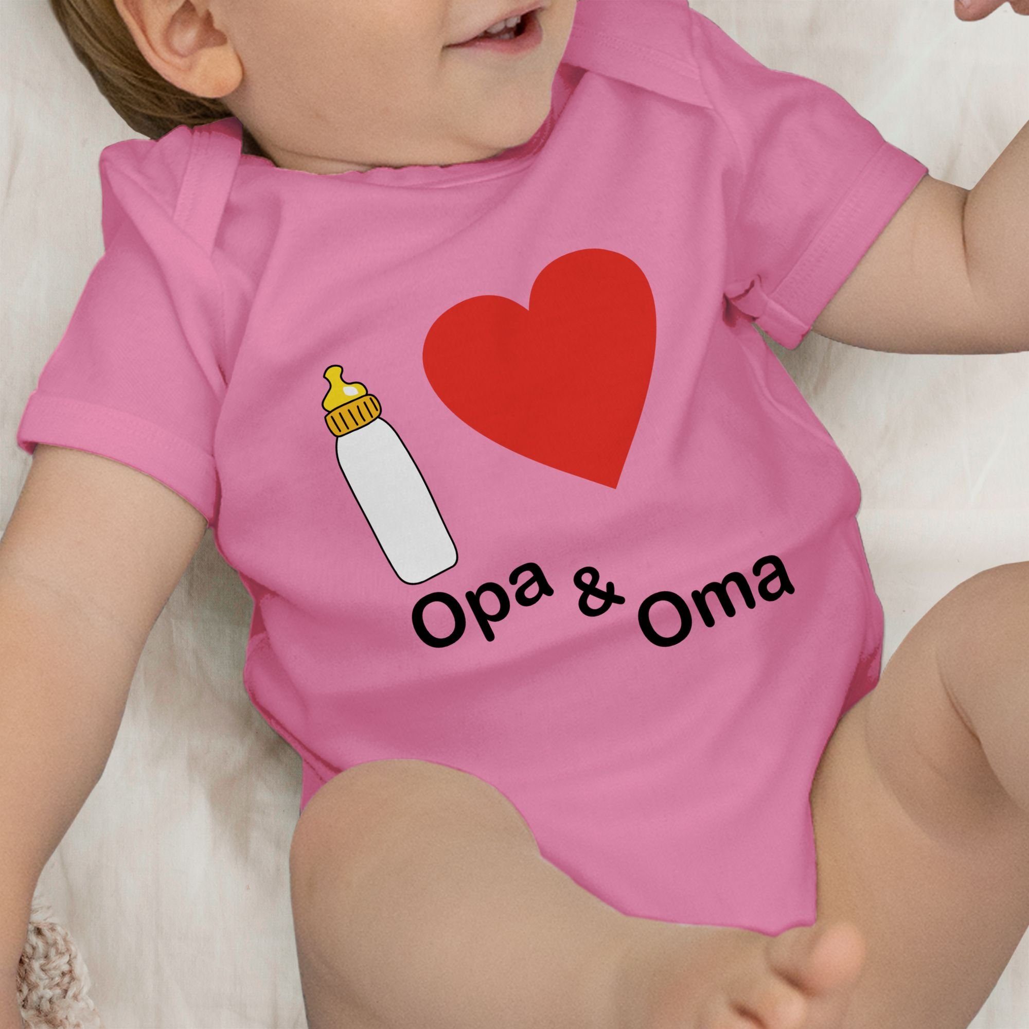 Opa und Shirtbody Nuckelflasche Baby Aktuelle Trends Shirtracer 3 Pink Oma love I