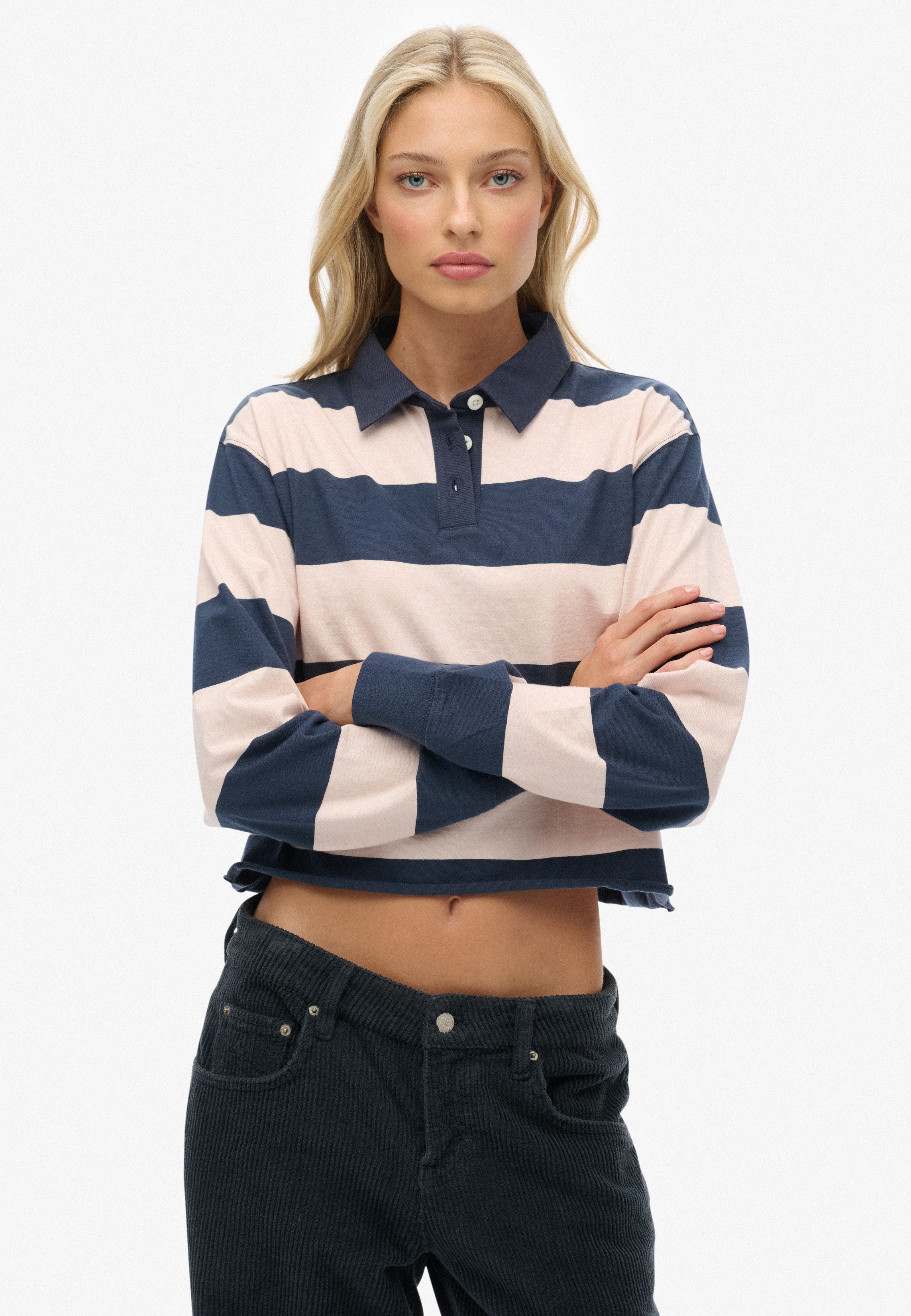 Superdry Langarm-Poloshirt ATH ESS CROPPED STRIPE RUGBY (Packung, 2-tlg) günstig online kaufen