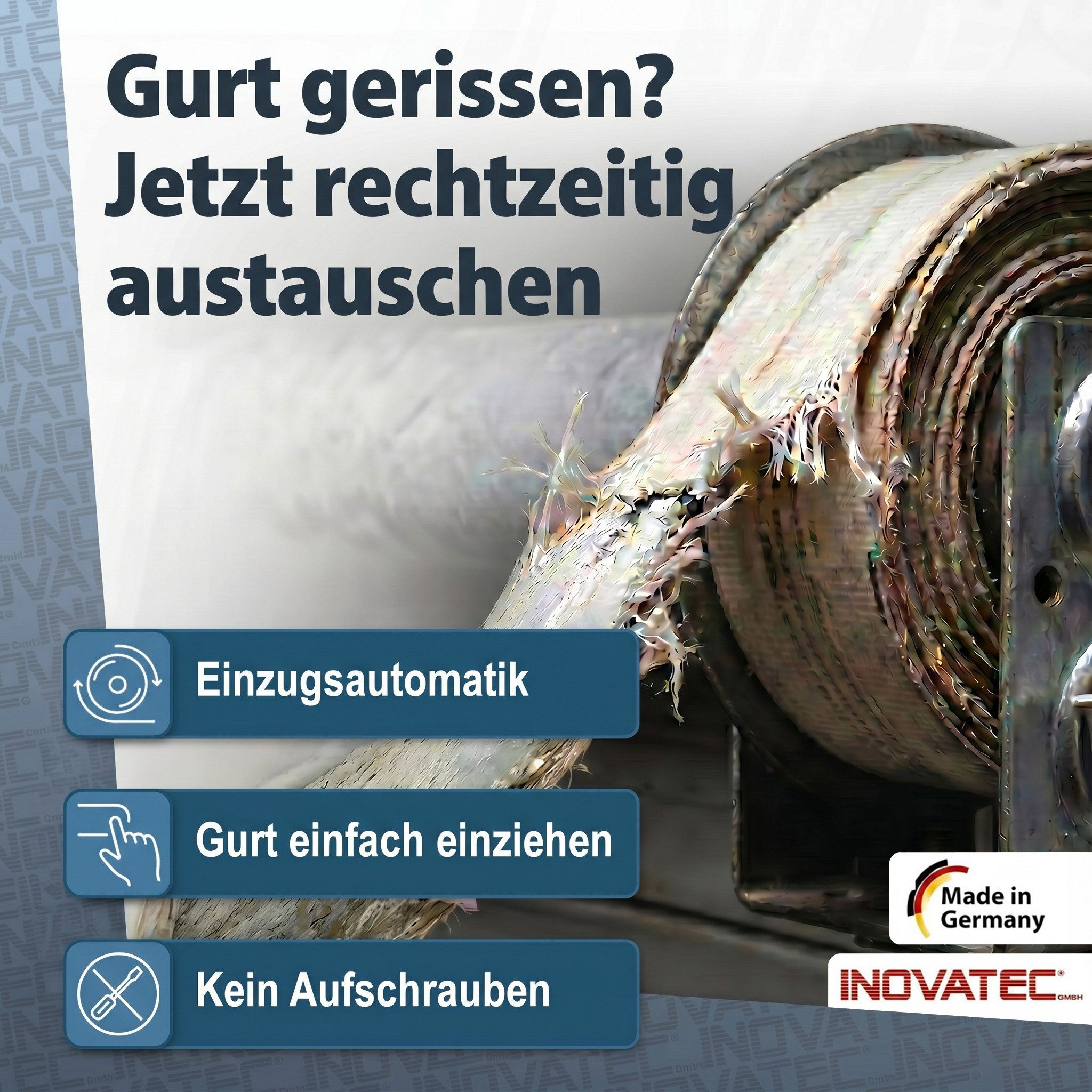 Inovatec Aufputz-Gurtwickler Rollladen Aufschraubwickler Mini + 5 m Gurtband, Gurtbreite 14 mm, 1-tlg.