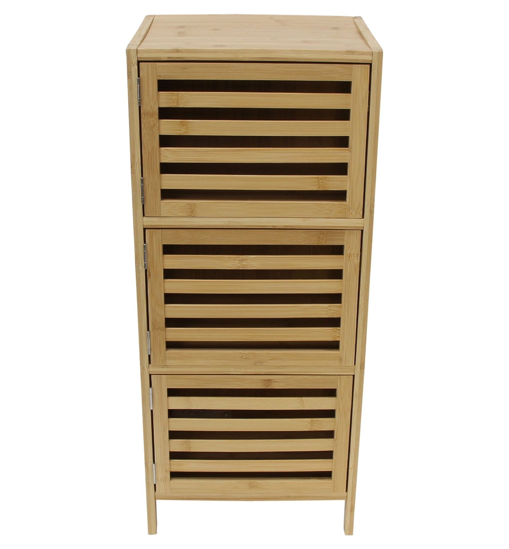 Home-trends24.de Beistellschrank Bambus 3 Türen Beistellschrank Mehrzweckschrank Hoch Schrank