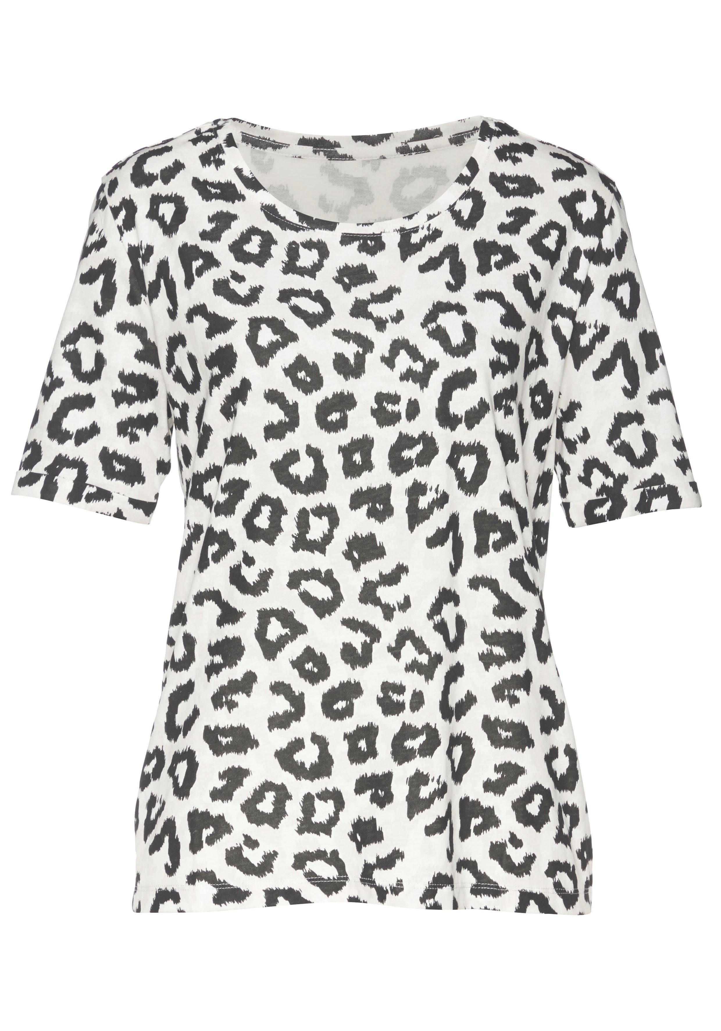 schwarz mit Dreams bedruckt ecru Leo Animalprint Vivance Pyjama