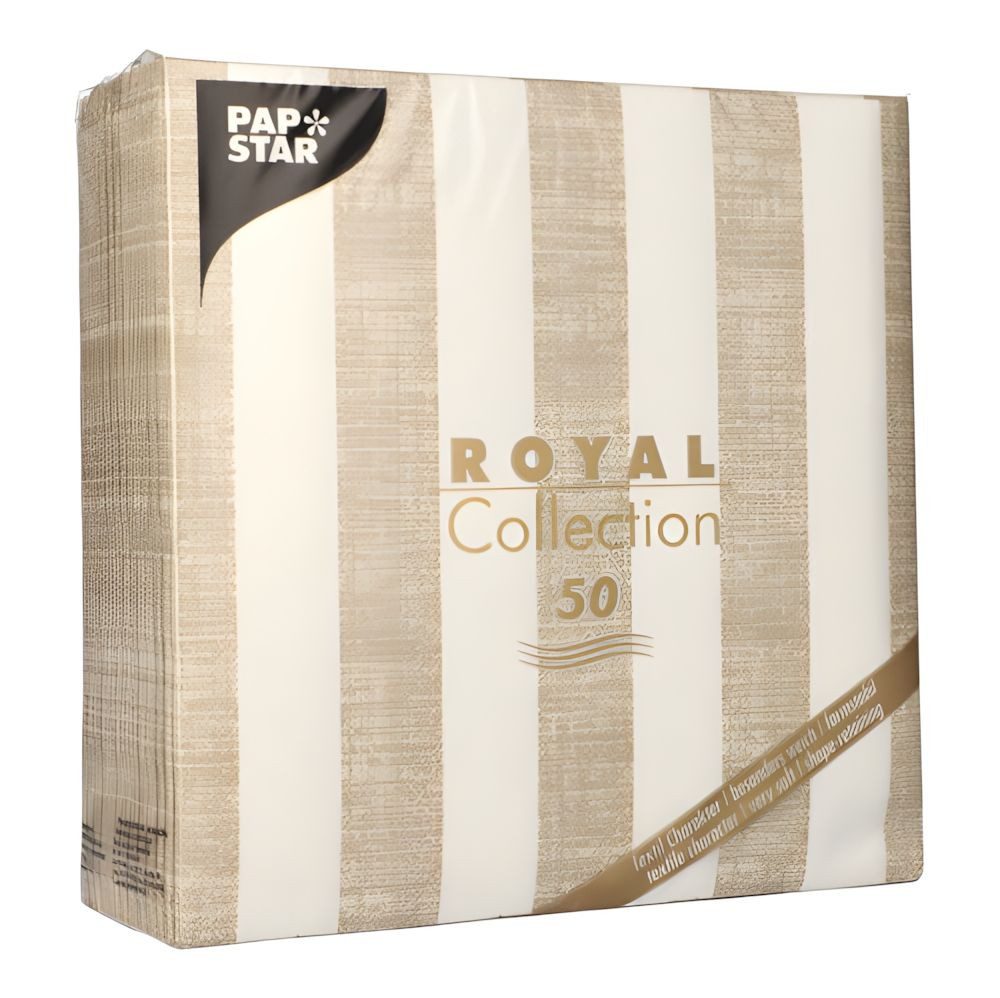 PAPSTAR Papierserviette Servietten ROYAL Collection 1/4-Falz 40 cm x 40 cm sand Lines 50 Stk – Bild 3 von 3