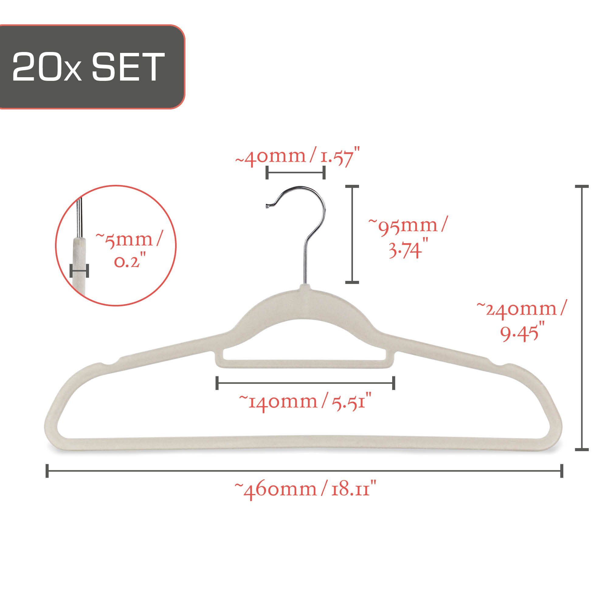 bomoe Kleiderbügel Ivar, (20-tlg), Samt Bügel Grau günstig online kaufen