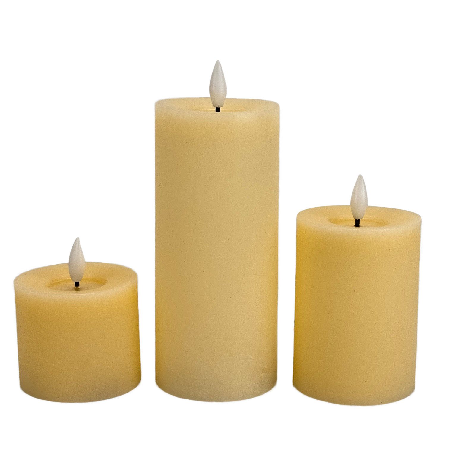 Online-Fuchs LED-Kerze 3 LED Kerzen aus Echtwachs mit Timer & Fernbedienung - Creme, Beige, realistische Kerzenflamme mit Wachsschicht, warmweiß, täuschend echte LED-Flammenoptik - 464