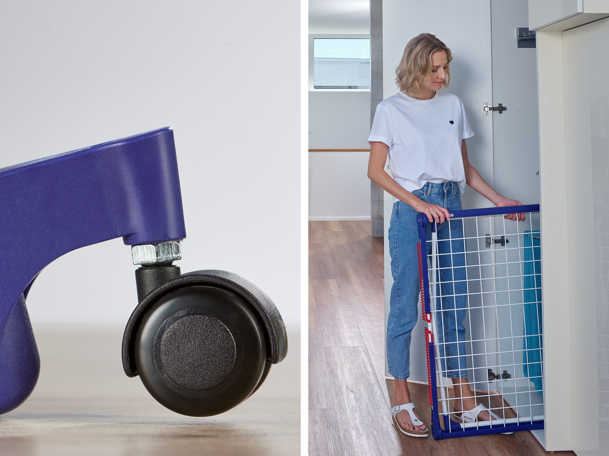 Leifheit Wäscheständer Standtrockner Pegasus Ultra Mobile 23m, 20m Trockenlänge, 107cm Flügelhöhe, mobil mit Rollen, Kleinteilehalter – Bild 4 von 5