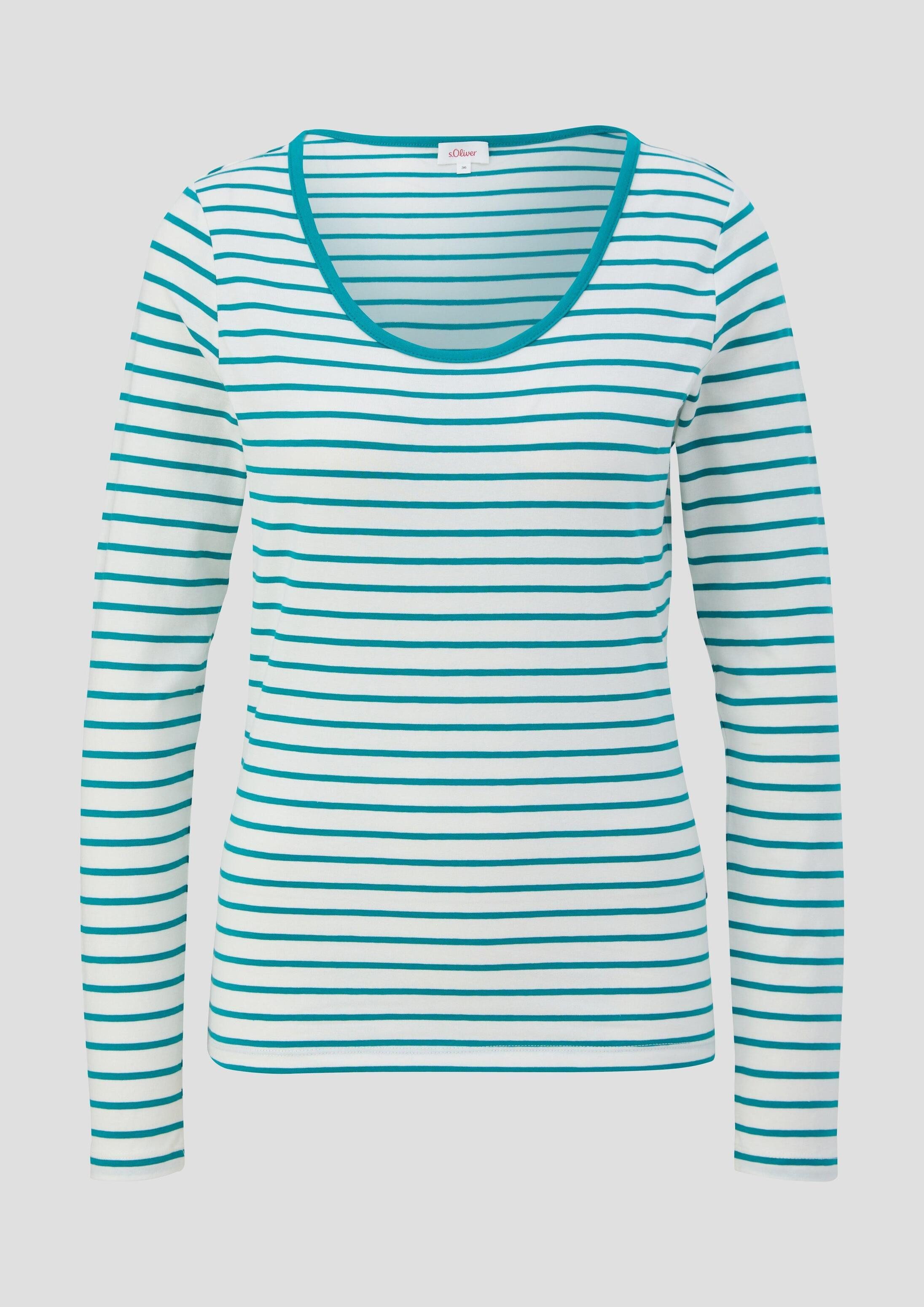s.Oliver Langarmshirt T-Shirt Langarmshirt mit tiefem Rundhalsausschnitt
