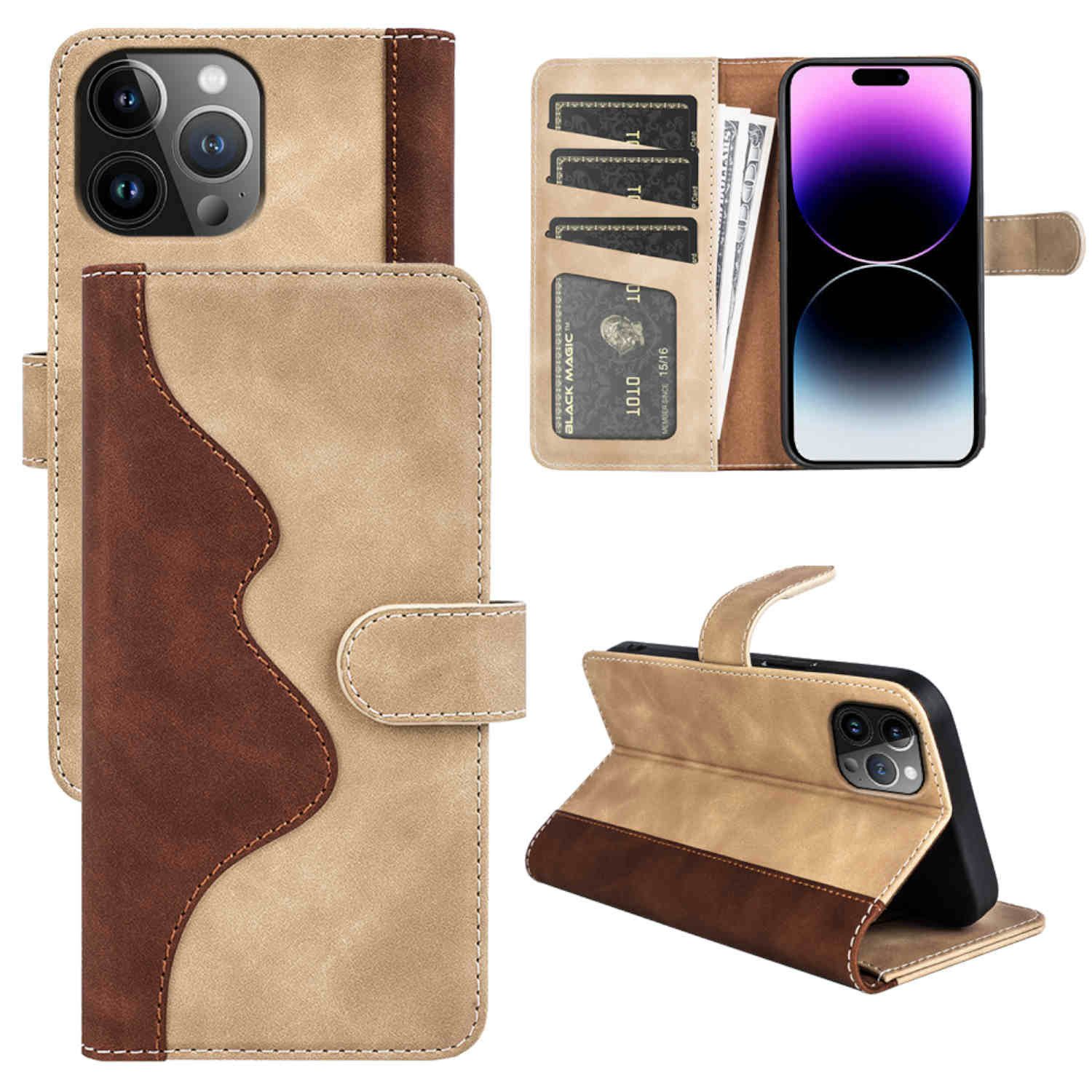 Wigento Handyhülle Für Apple iPhone 15 Pro Design Handy Tasche Wallet Premium Schutzhülle