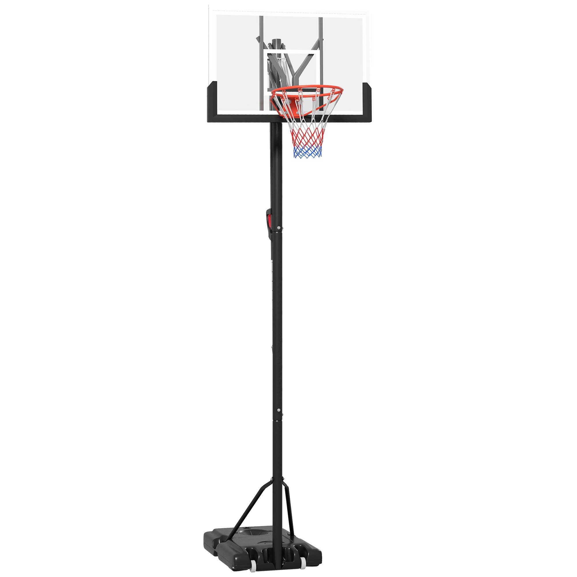 SPORTNOW Basketballständer Basketballkorb mit Ständer, Rollen, höhenverstellbar (Basketballanlage, 1-St., Basketball-Backboard-Ständer), für Outdoor, Stahl, Schwarz