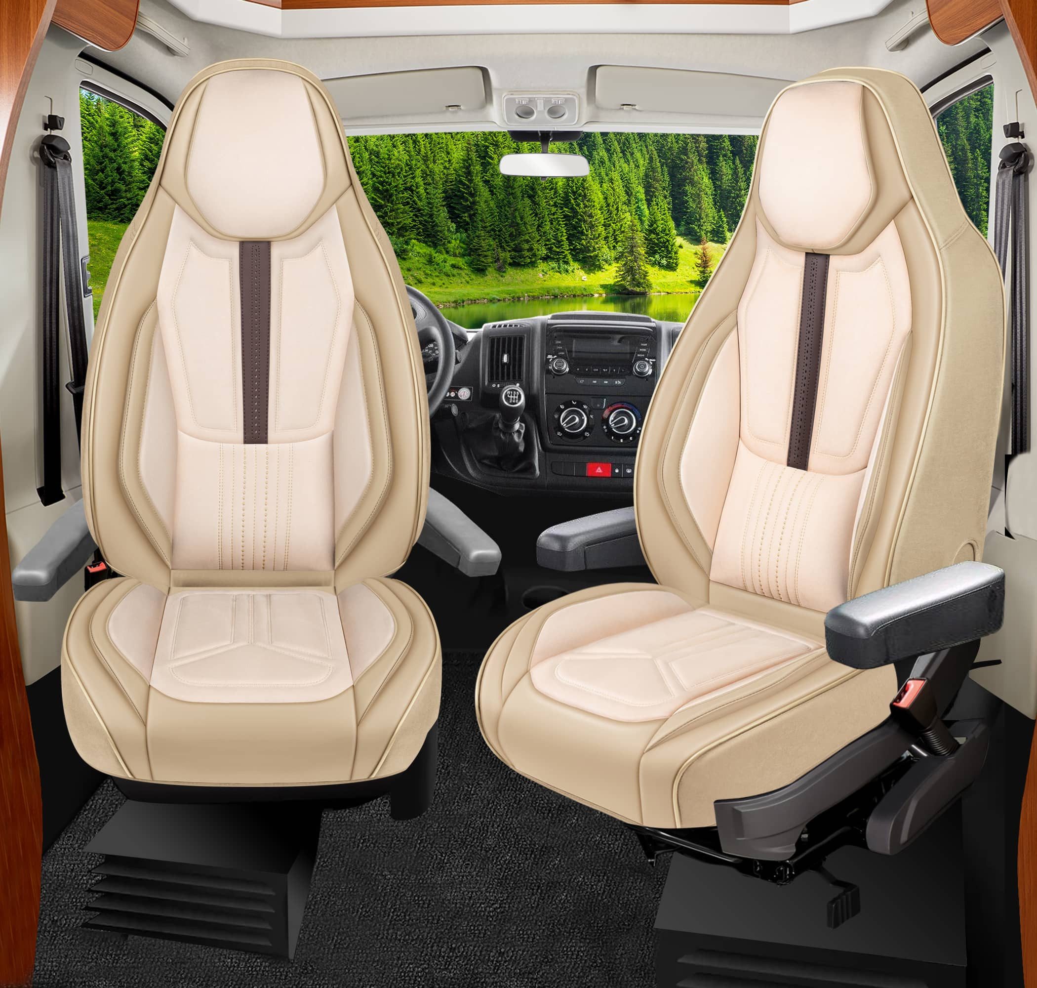 BREMER SITZBEZÜGE Autositzbezug für Chausson Twist Van V594 MAX (WDS4), Set, 2-tlg., Schonbezüge Sitzbezüge Fahrer und Beifahrer, in Beige