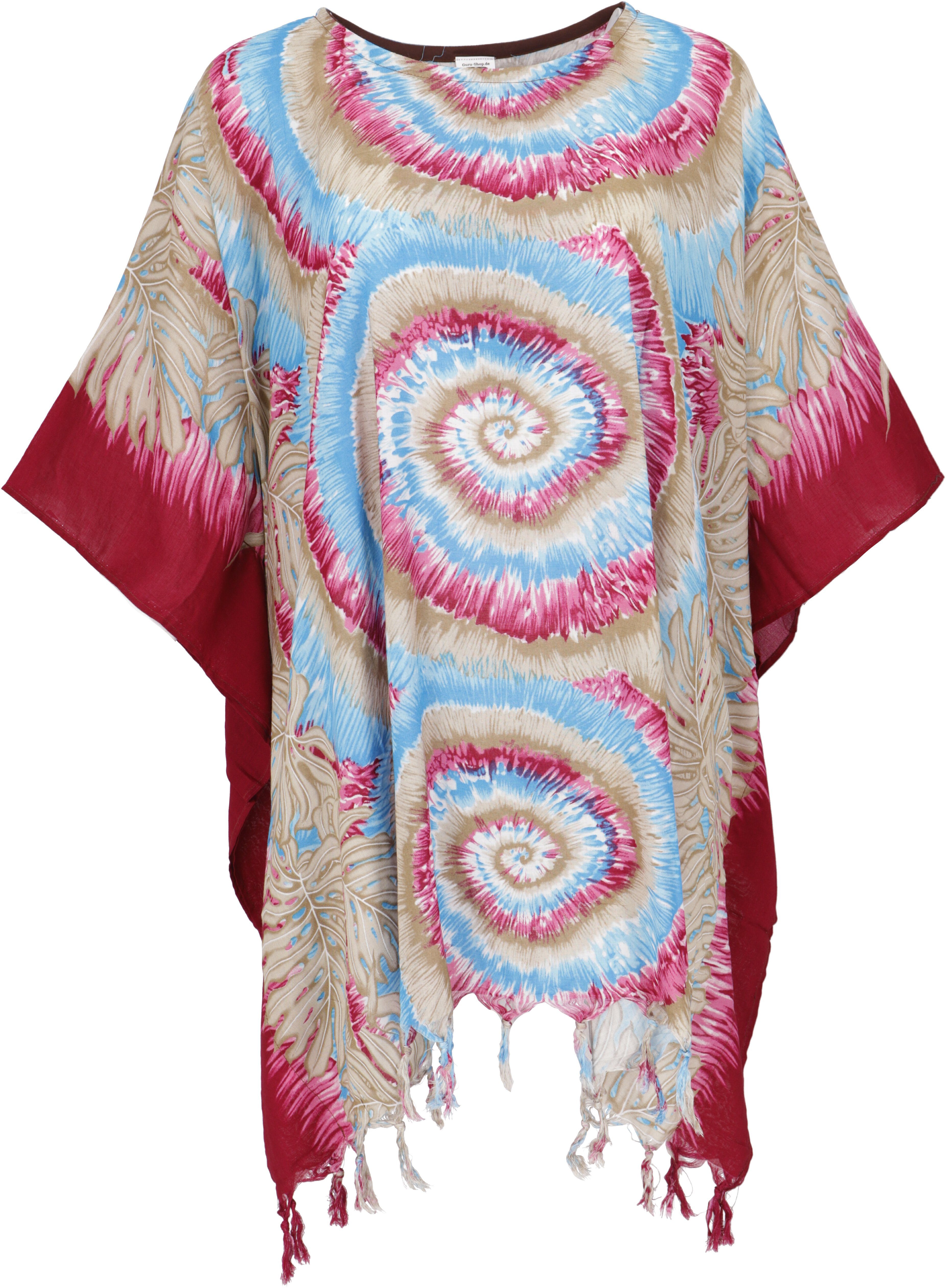 Poncho, Kaftan, Damen.. weinrot Guru-Shop Tunika, Bekleidung Minikleid, alternative Longbluse