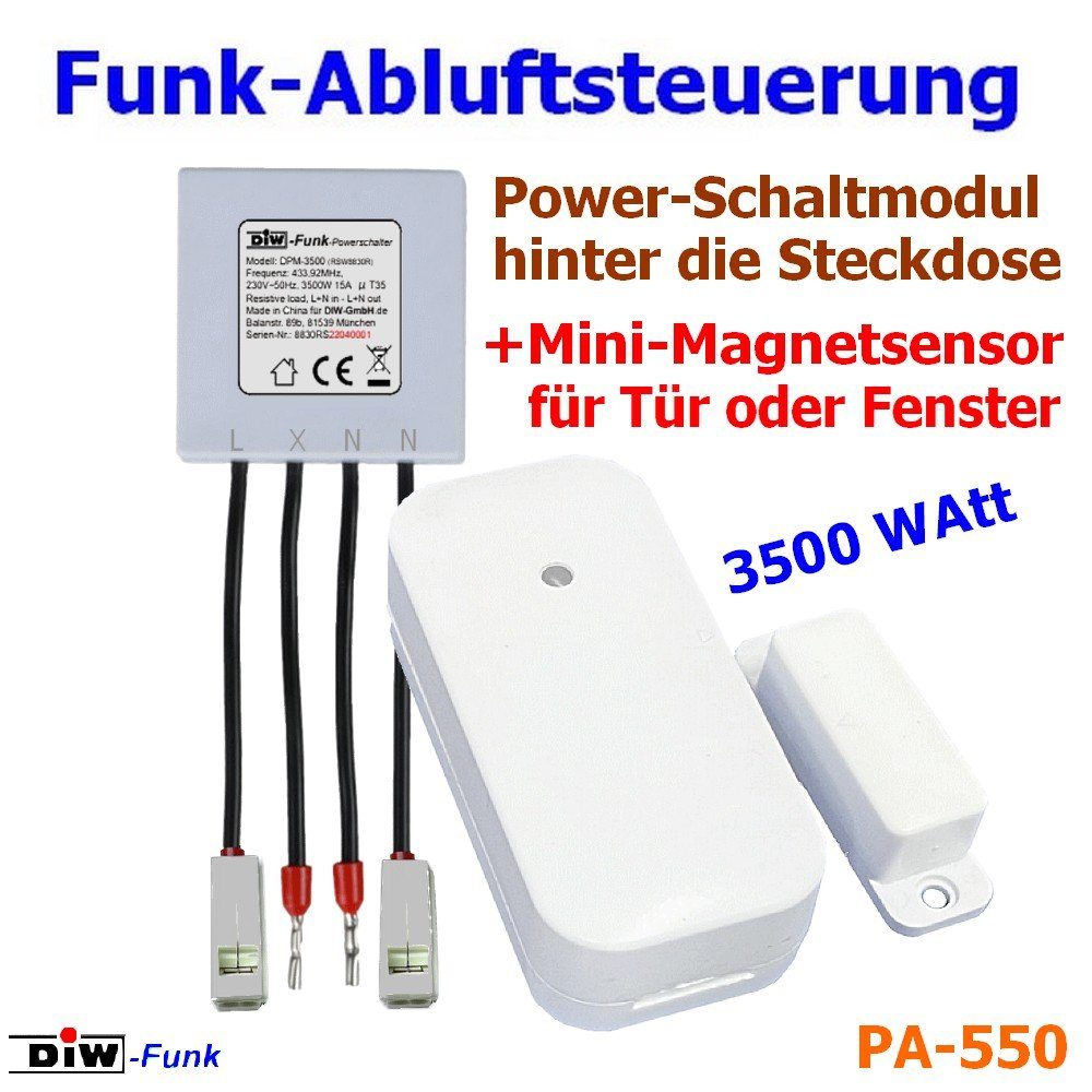 DIW-Funk Licht-Funksteuerung DIW-Funk Abluftsteuerung PA-550 mit Power-Modul DPM-3500, 1 Schaltkontakte, 1-tlg.