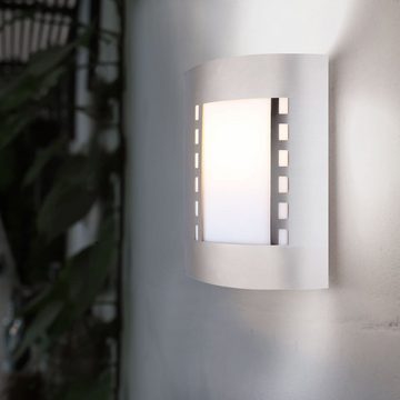 etc-shop Außen-Wandleuchte, Leuchtmittel inklusive, Warmweiß, 2er Set LED 7 Watt Wand Leuchten Außen Beleuchtungen Edelstahl Lampen-