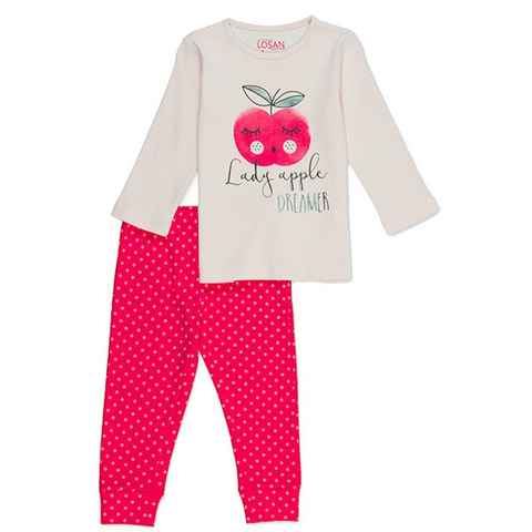 LOSAN Fleeceweste Losan Mädchen Schlafanzug lang Pyjama Apfel rosa (2-tlg)