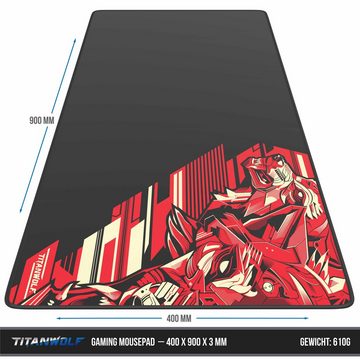 Titanwolf Gaming Mauspad, XXL, glattes Stoffgewebe, Speed Mousepad 900 x 400mm große Fläche