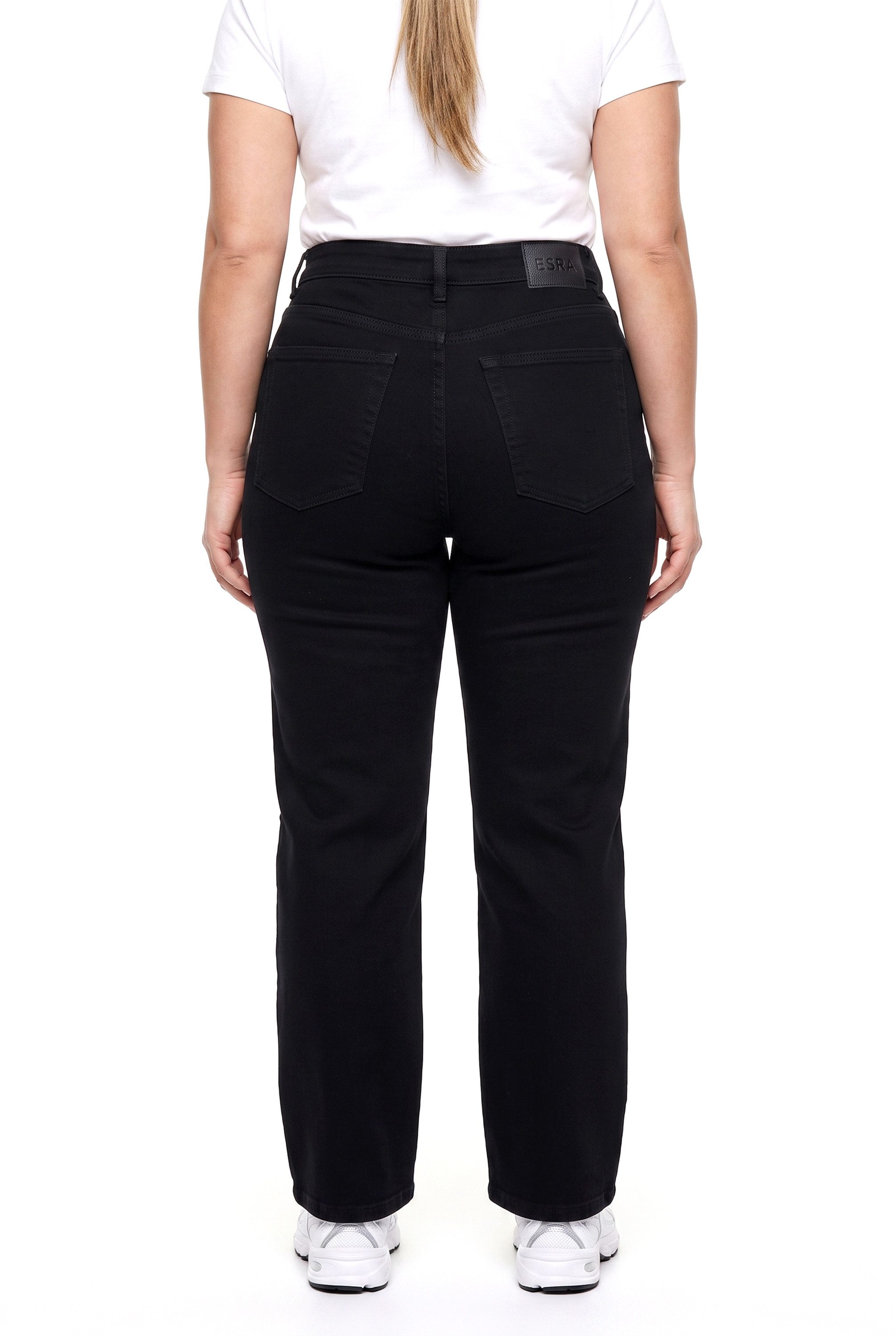 ESRA Straight-Jeans Gerade Schnitt Jeans hoher Bund mit Stretch bis Plus Size Übergröße Straight Jeans Damen High Waist Stretch Jeans Hose mit geradem Bein – Bild 4 von 5