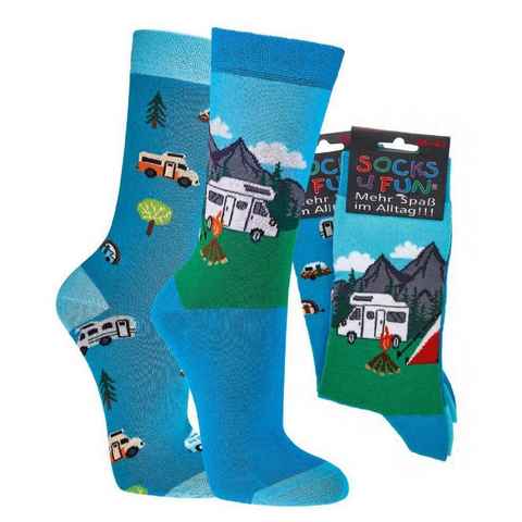 Socks 4 Fun Freizeitsocken Socken Motiv Camping (2-Paar)