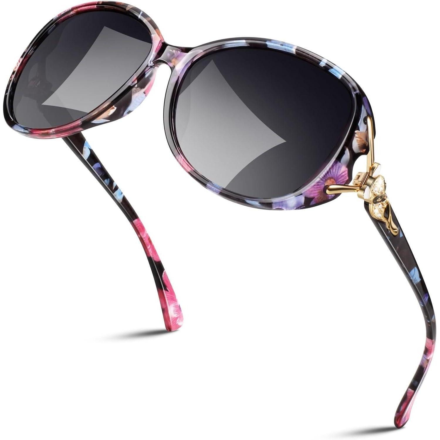 LuxusKollektion Retrosonnenbrille Sonnenbrille Damen Polarisiert Blumen Rahmen Grau Farbverlaufs Linse
