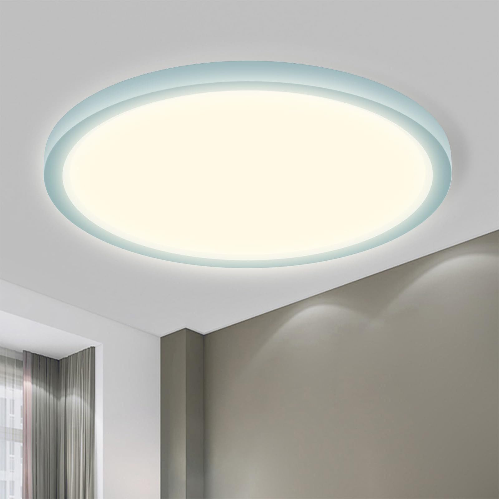 LQWELL LED Deckenleuchte Deckenleuchte Vielseitige Beleuchtung 1,6CM Ultradünne runde, 24W, LED fest integriert, Warmweiß (3000K)/ Neutralweiß (4000K)/ Kaltweiß (6500K), augenschonende Deckenbeleuchtung, für Wohnzimmer Badezimmer Schlafzimmer Küche Balkon Keller Büro