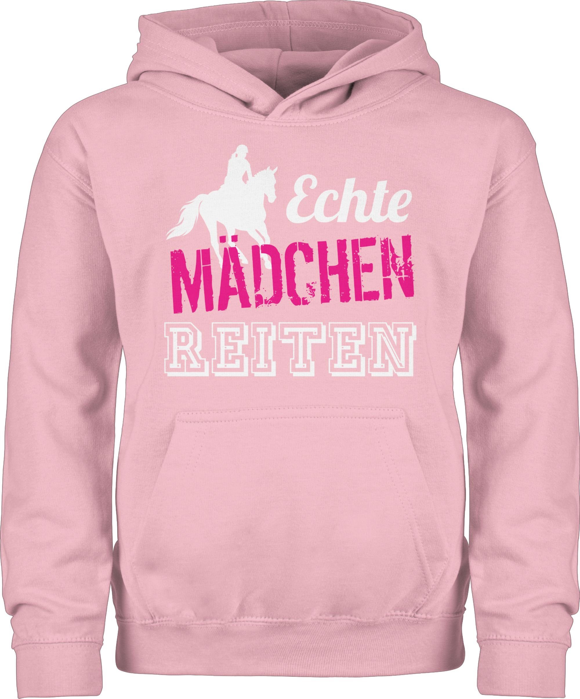 Shirtracer Hoodie Echte Mädchen reiten Pferd 1 Hellrosa