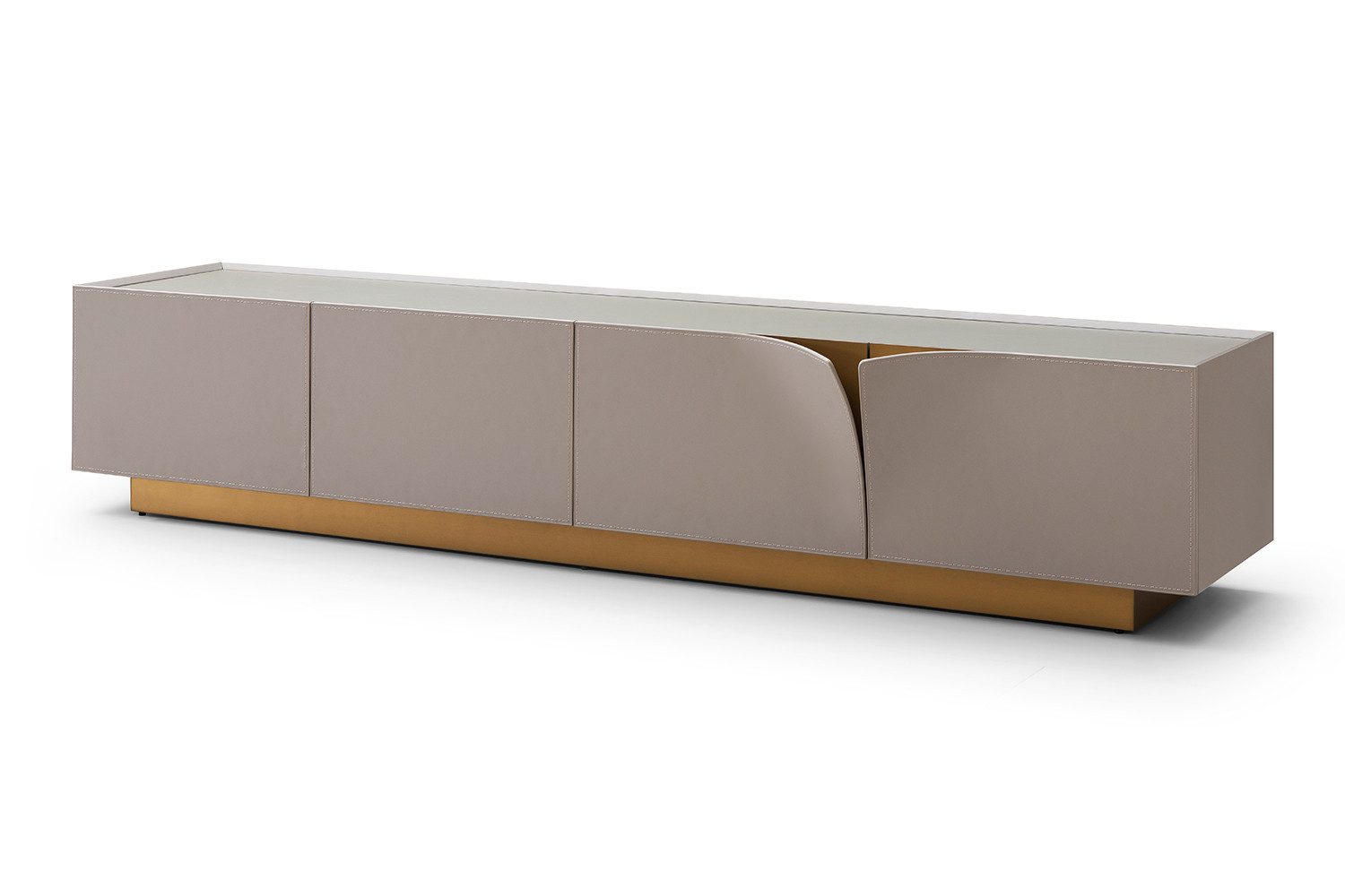 KAWOLA Lowboard EMMA, Kunstleder grau verschiedene Fußfarben