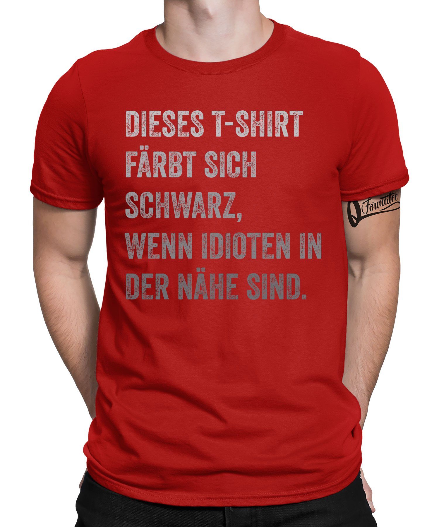 Quattro Formatee Kurzarmshirt (1-tlg) Dieses Statement Lustiger Spruch Herren Rot T-Shirt - Färbt sich Schwarz
