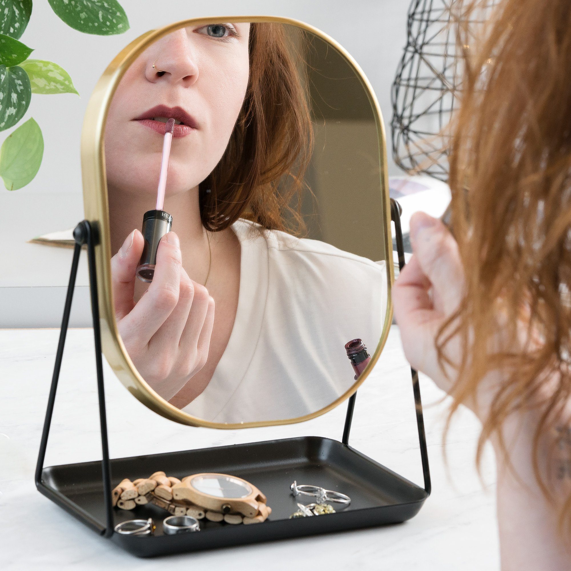 Kosmetikspiegel Tischspiegel zum Schmuckaufbewahrung Schminken/Frisieren mit Navaris