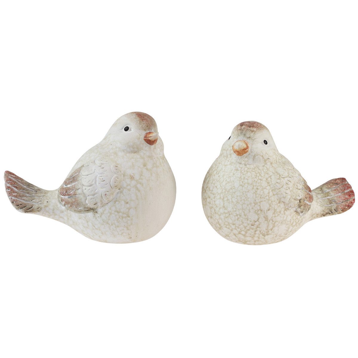 Papierschmetterlinge Deko-Vogelfiguren Spatzen Keramik Frühling 2er-Set