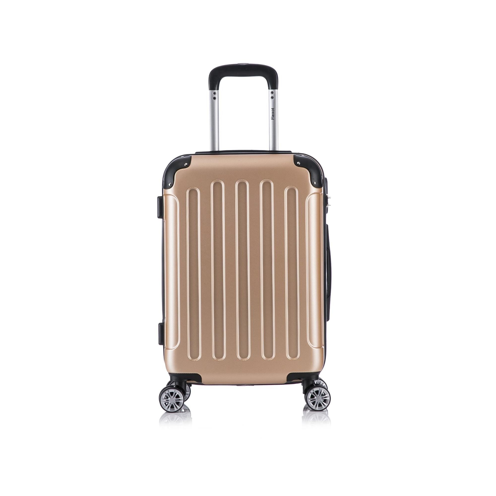 Flexot Trolley F-2045 Kofferset, 360° Rollen, robuster Reisekoffer, Bordcase, 4 Rollen, Robuster und moderner Koffer mit vier 360° Rollen und Zahlenschloss