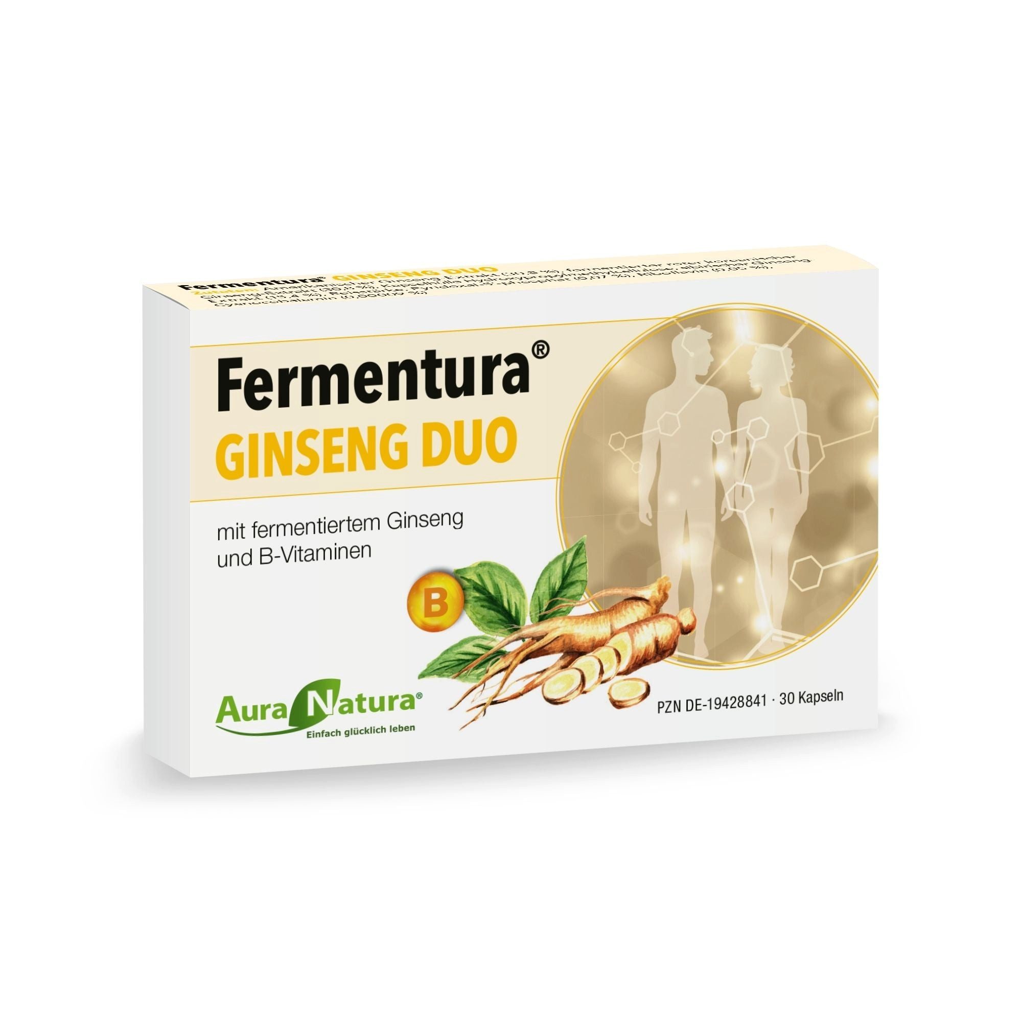 Aura Natura Fermentura® GINSENG DUO, Ginseng-Kapseln mit B-Vitaminen Kapseln, 1 er 30 St., 19.5 g, Ginseng Kapseln mit B-Vitaminen