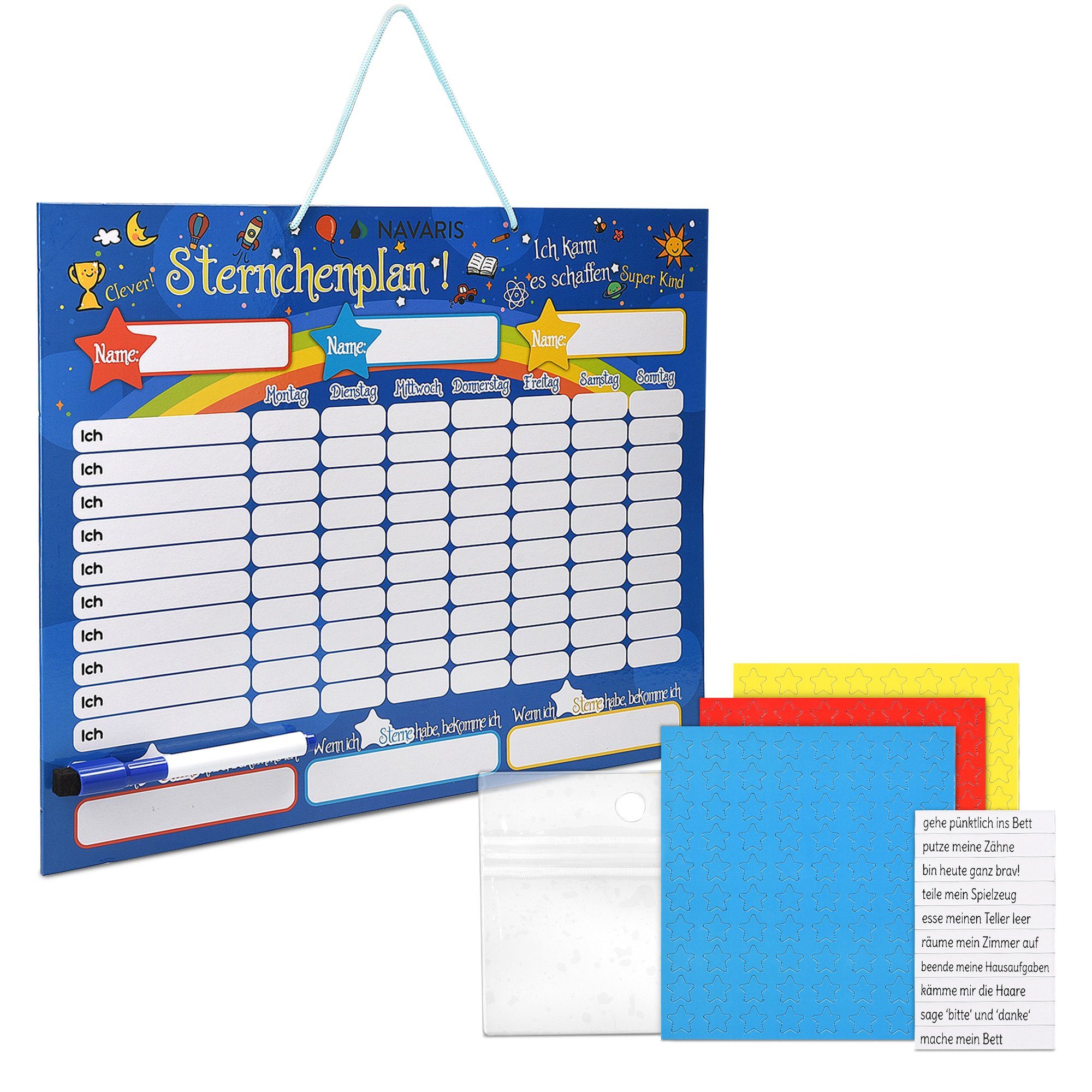 Magnettafel Magnetische Belohnungstafel inkl. Sternchen und Stift - 40x32cm