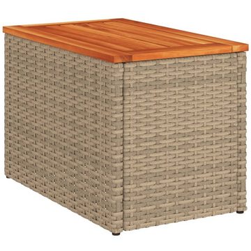 vidaXL Gartentisch Garten-Beistelltische 2 Stk. Beige 55x34x37 cm Polyrattan Holz