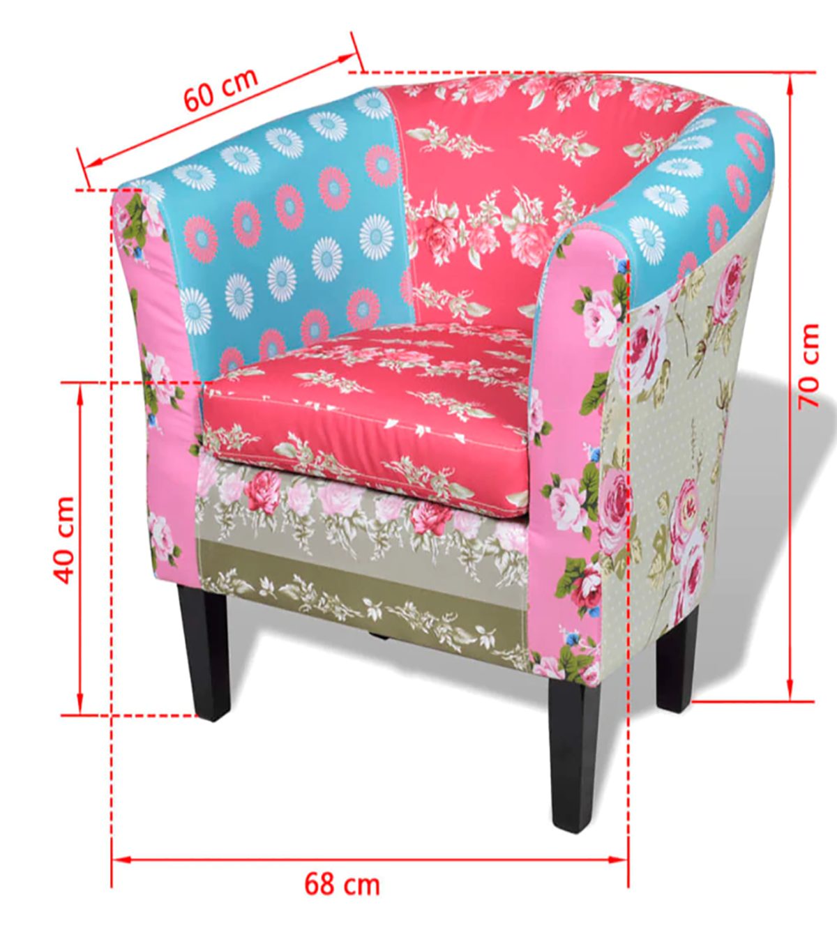 Sessel im Stuhl Patchwork-Design mit DOTMALL Stoff Fußhocker,