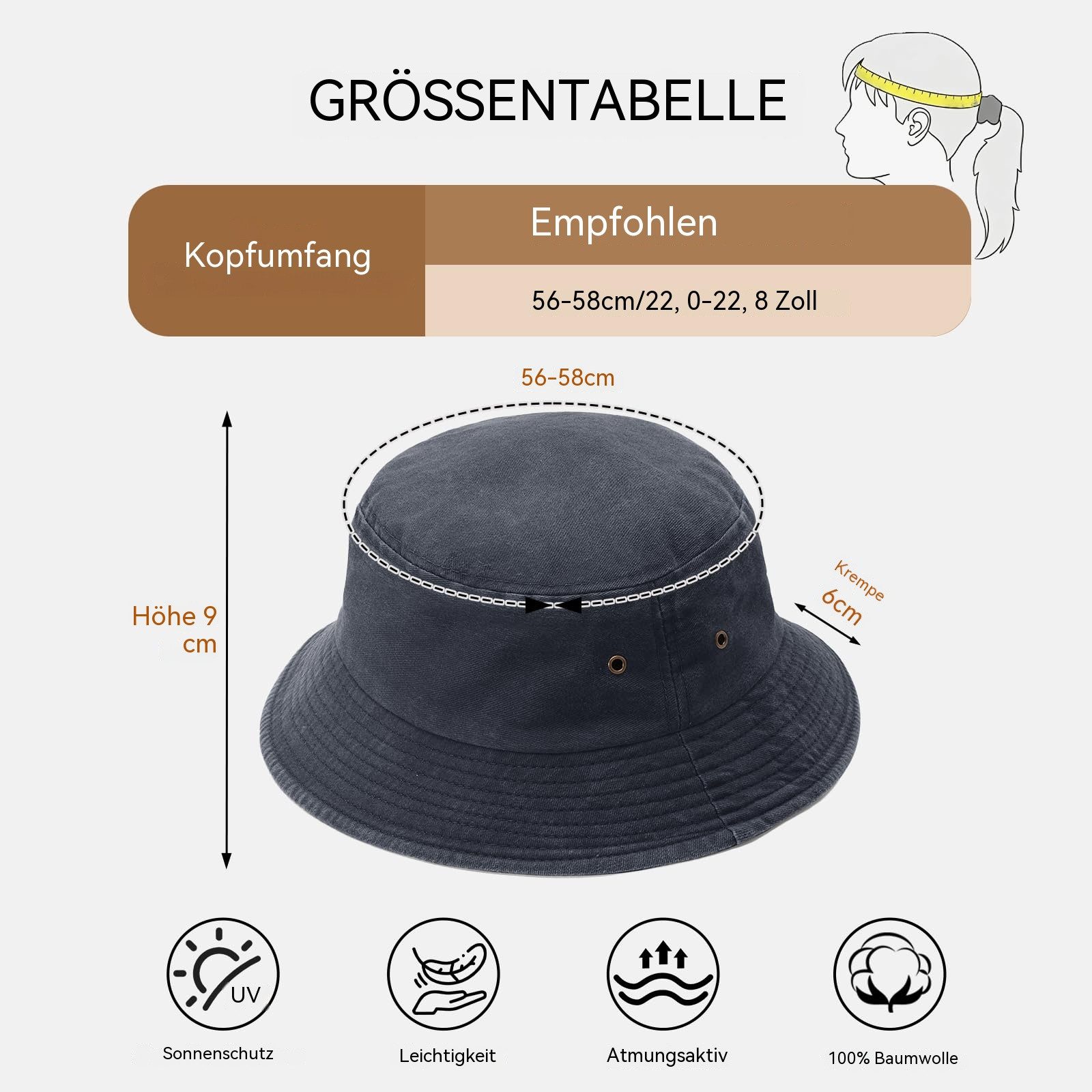 Zaewry Fischerhut Vintage Baumwoll-Anglerhut,Sommer Cap,Sommer Bucket Hat, Unisex faltbarer Anglerhut für Herren, Strand und Outdoor,mit UV-Schutz