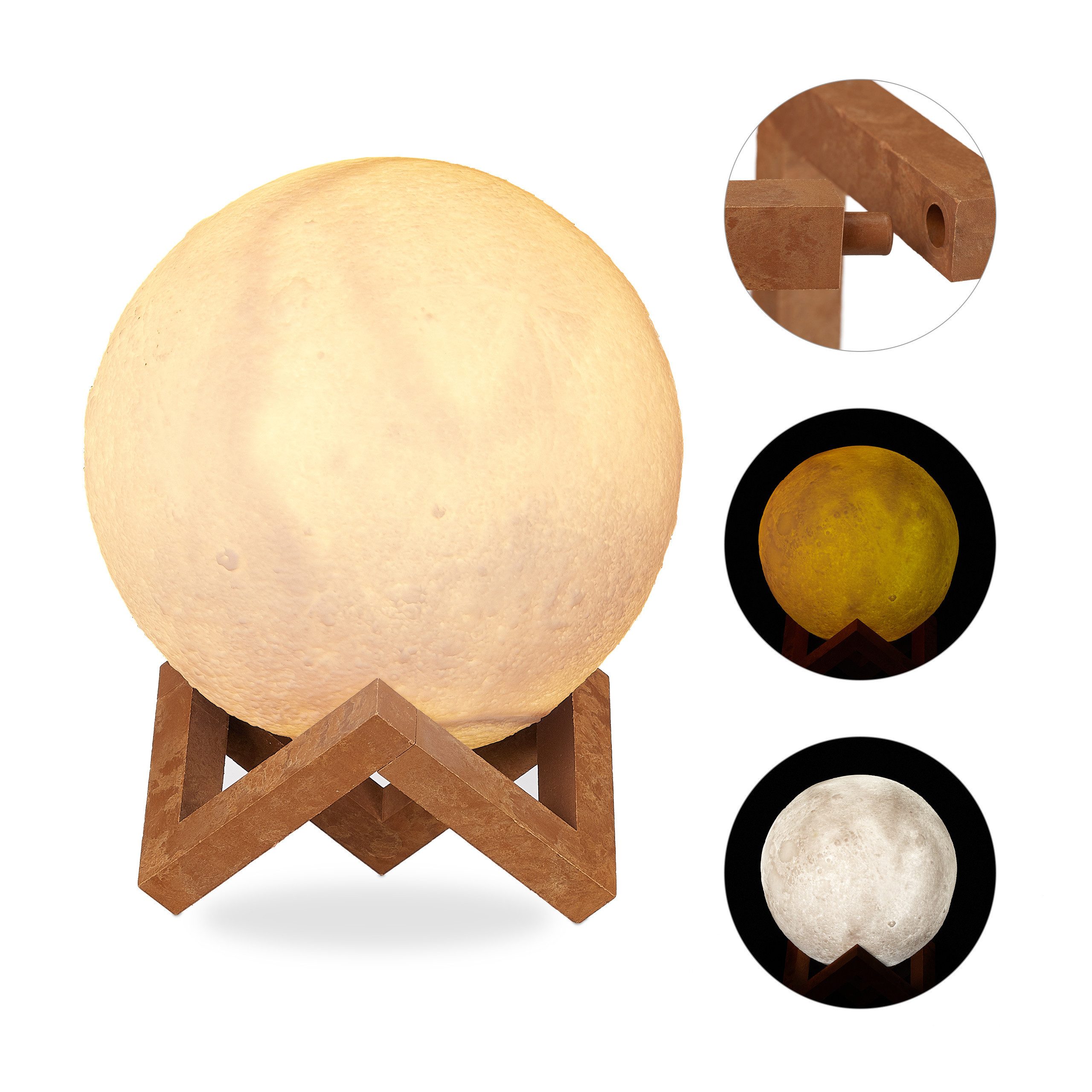 relaxdays Nachttischlampe Mondlampe 3D günstig online kaufen