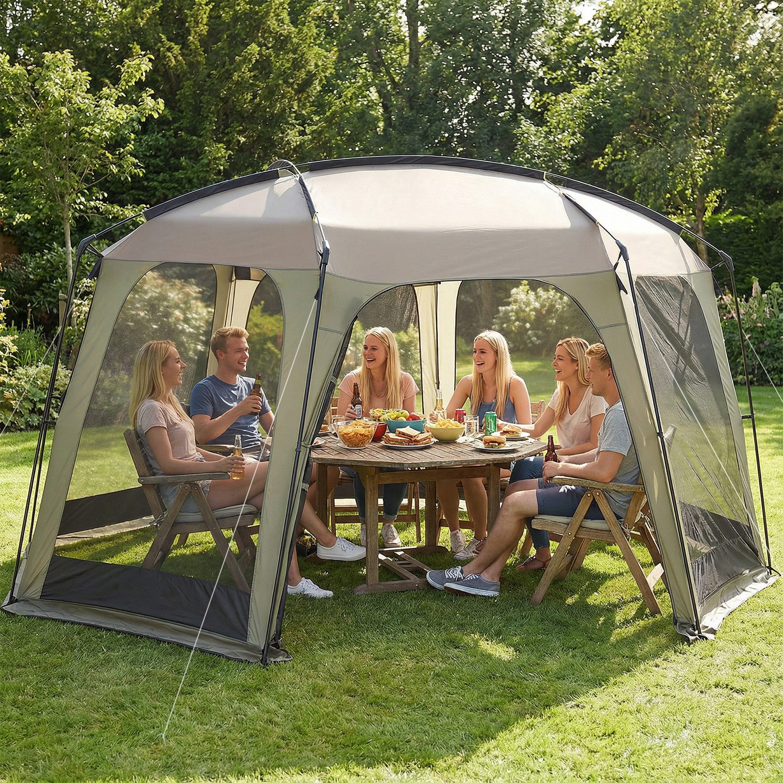 COSTWAY Kuppelzelt, Personen: 8, Pop Up Campingzelt tragbar, mit Netzwand