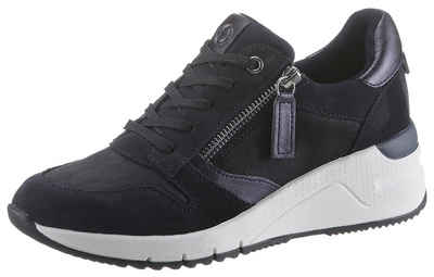 Tamaris – Sneaker Wedges aus Veloursleder und Textil – Weiß Tamaris – Sneaker Wedges aus Veloursleder und Textil – Weiß